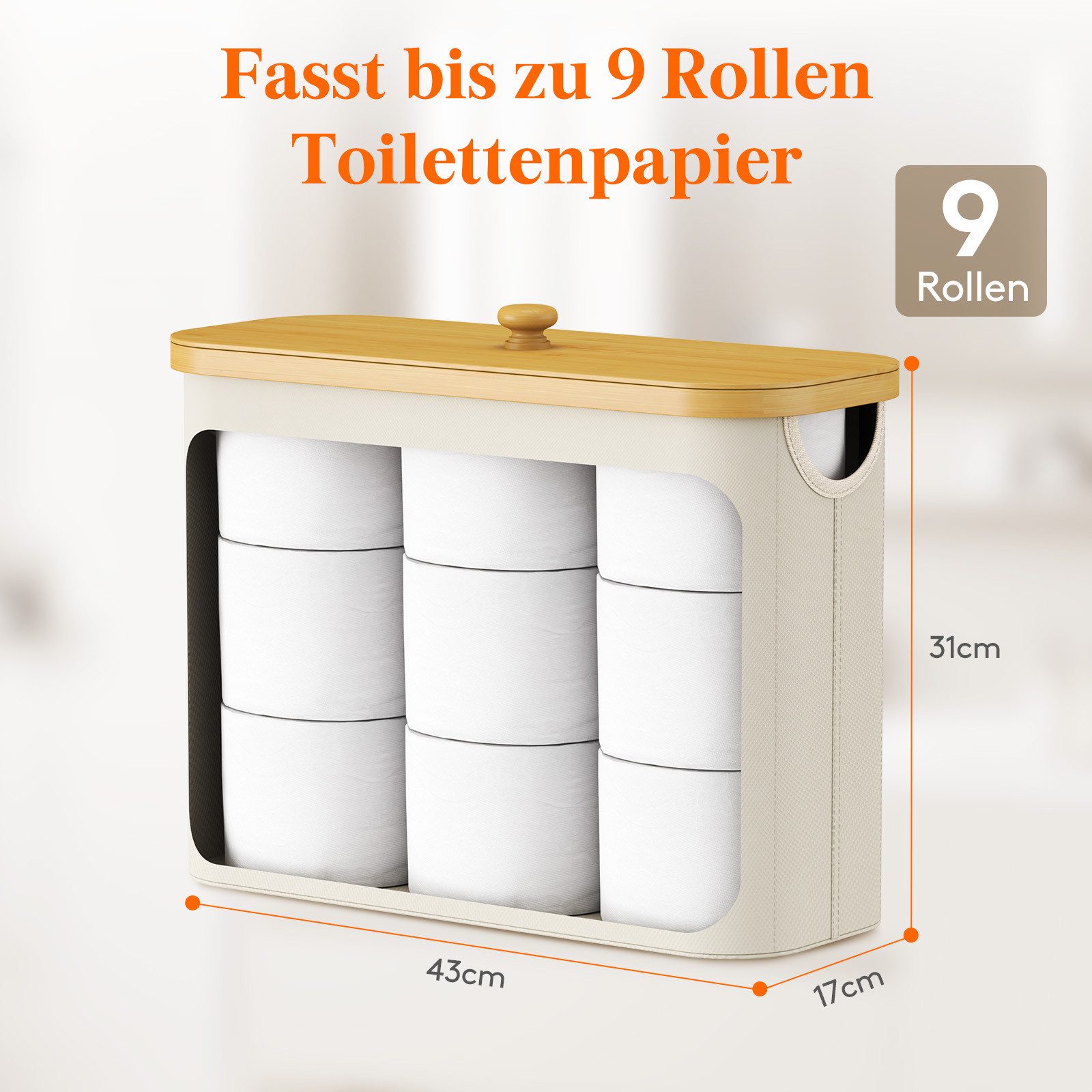 Lifewit Papiertuchbox Toilettenpapier Aufbewahrungskorb, Bambus Badezimmer Organizer