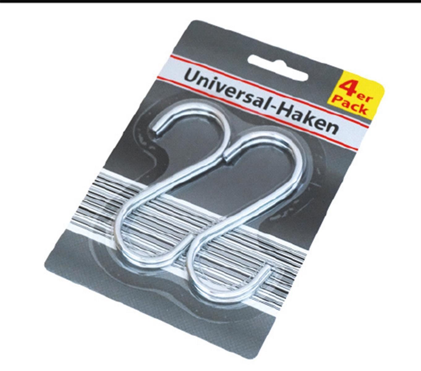 Global Partner S-Haken Allzweckhaken Wand Klebehaken Mehrzweckhaken silberfarben 4 Stück, (Stück, 4-St., Allzweckhaken), Haken Aufhängehaken Ordnungshelfer Aufbewahrungslösung