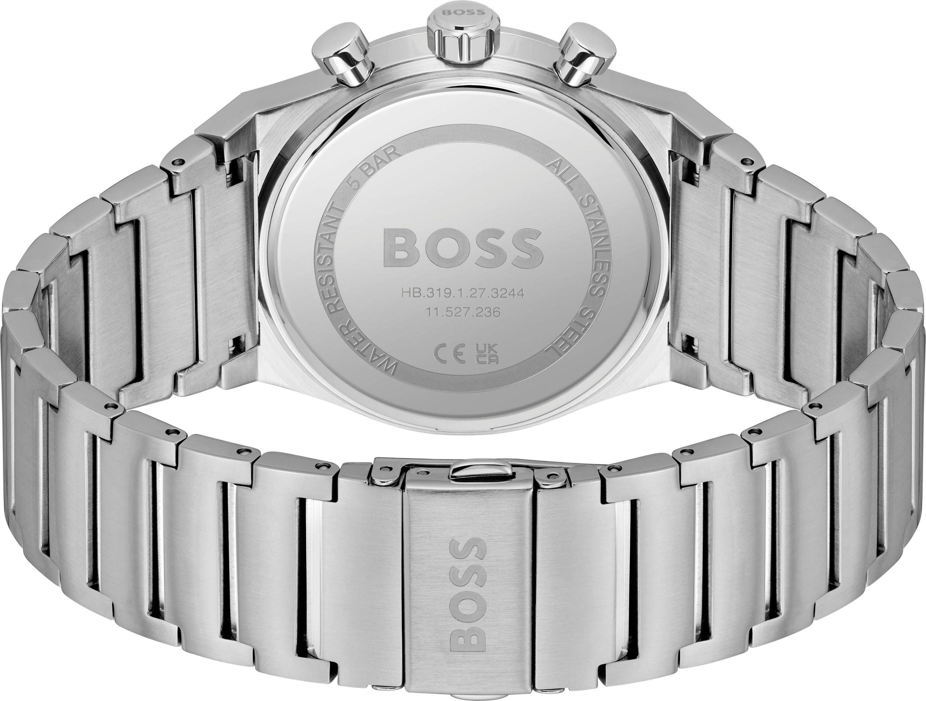 BOSS Chronograph CANDOR CHRONO 1514220, Quarzuhr, Armbanduhr, Herrenuhr, Edelstahlarmband, analog, Tag