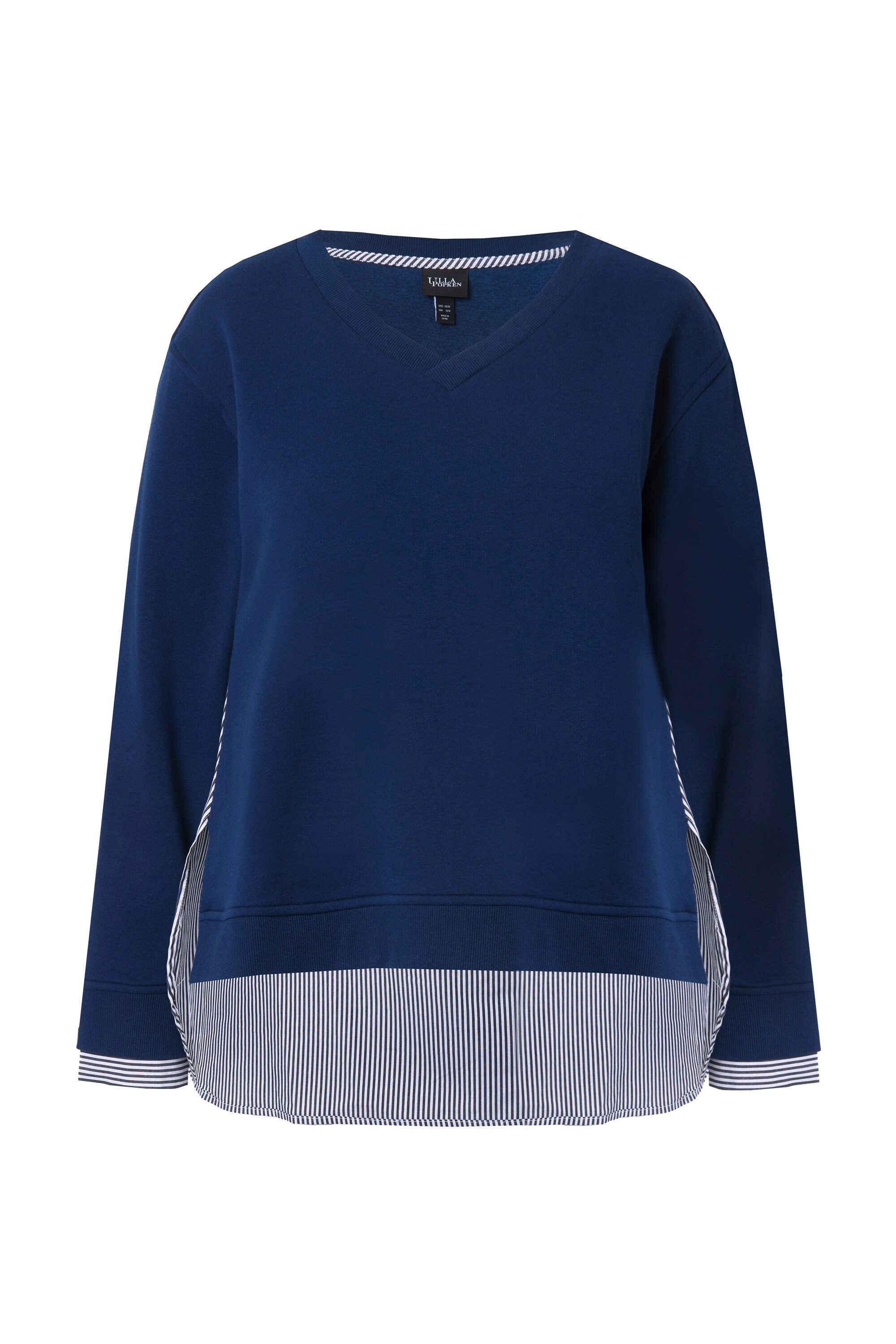 Ulla Popken Sweatshirt 2-in-1-Sweatshirt V-Ausschnitt Langarm günstig online kaufen