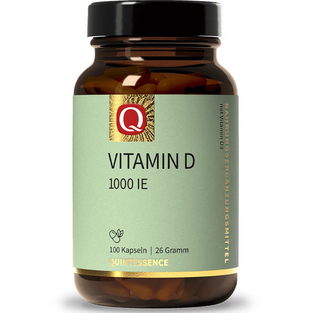 Quintessence Vitamin D3 1000 I.E. – Für Immunsystem & Knochen - 100 Kapseln, 26 g, Hochwertige Premiumqualität - 25 µg pro Kapsel - für Muskeln & Knochen