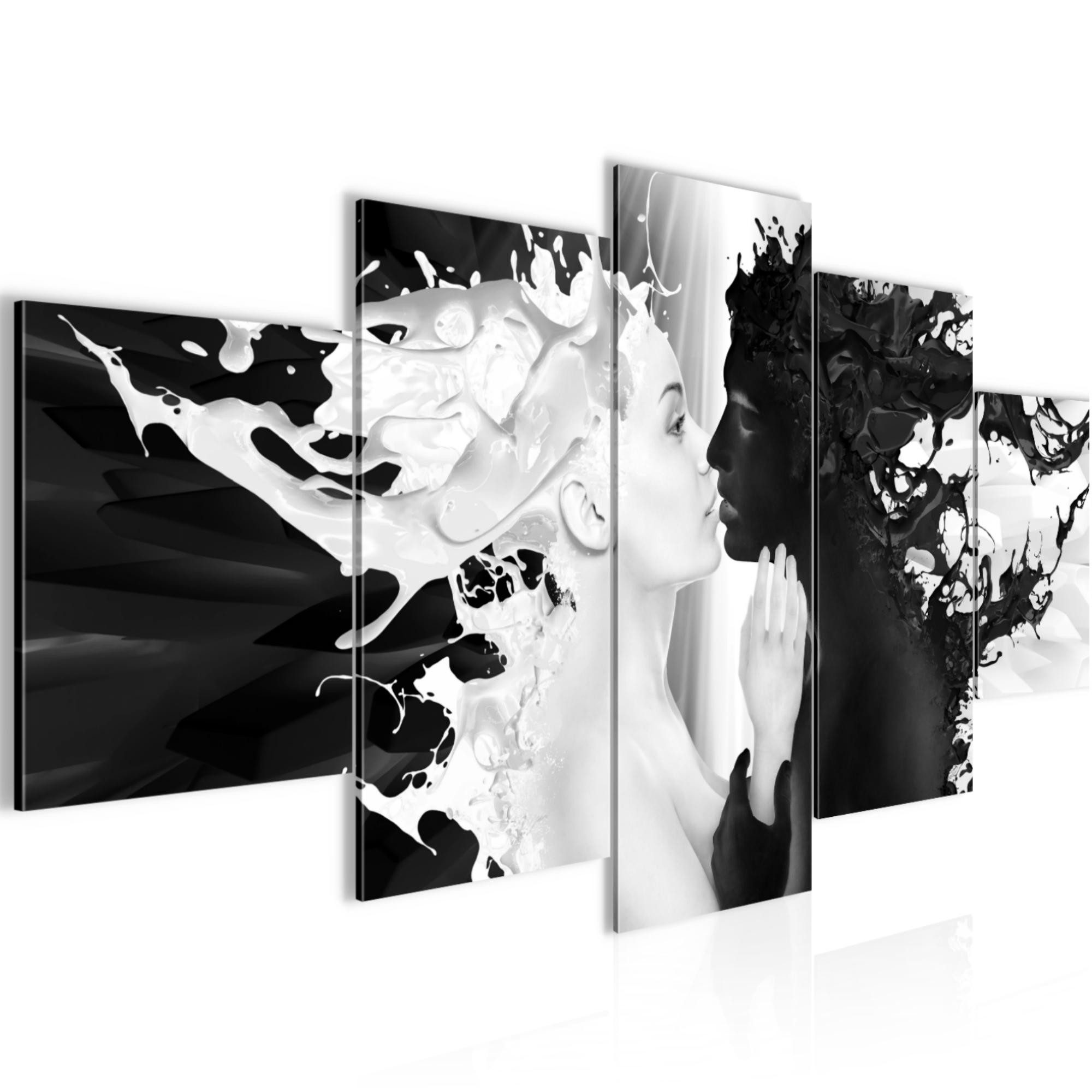 Runa Art Wandbild Milk und Coffee auf Vlies Leinwand Deko Schlafzimmer Liebe 005052b, 100L x 50B cm