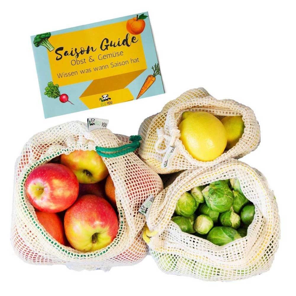 EcoYou Beuteltasche Obst- und Gemüsenetze 3er Set