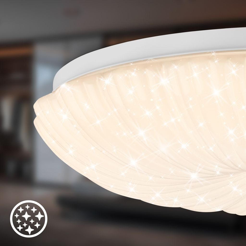 Briloner Leuchten LED Deckenleuchte LED Deckenlampe Sternenhimmel, LED fest integriert, 3000K - Warmweiß, 38,5x8,5 cm, Schlafzimmer, Wohnzimmer, Esszimmer, Flur, Küche