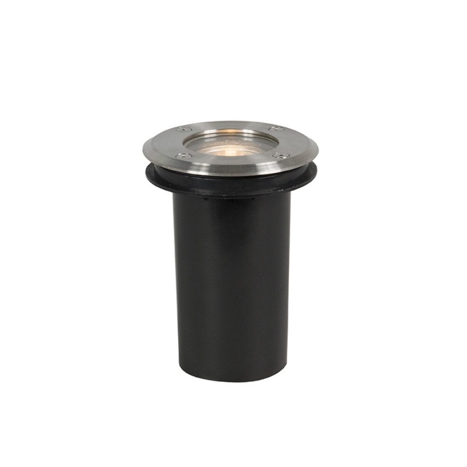 Qazqa LED Einbaustrahler 93626, ohne Leuchtmittel, Kaltweiß, QAZQA Außen Einbau­leuchte, gu10, Stahl, Edelstahl, Modern