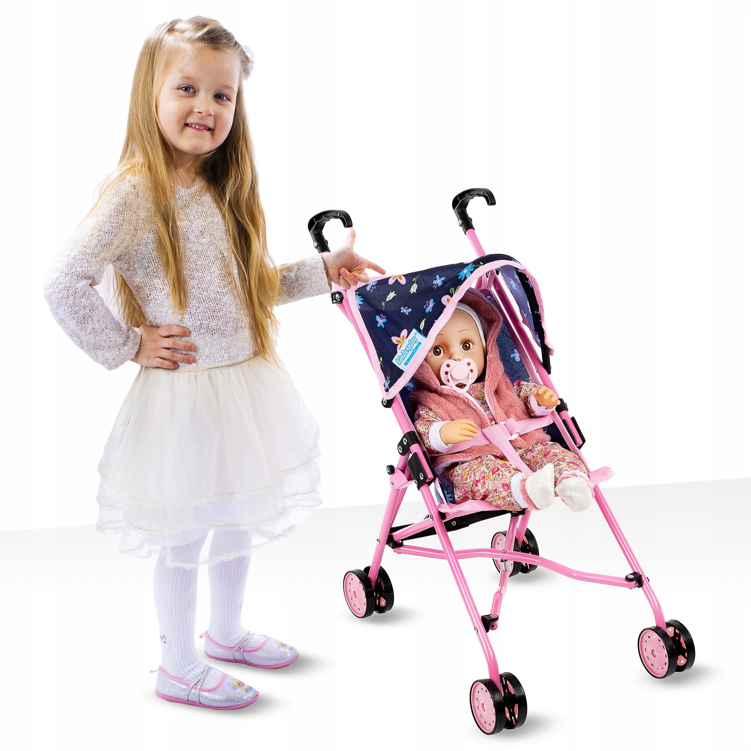 Kinderplay Dolls & Strollers Puppenbuggy Puppenwagen Buggy – leicht & klappbar – Spielspaß für Kinder – Bild 3 von 5