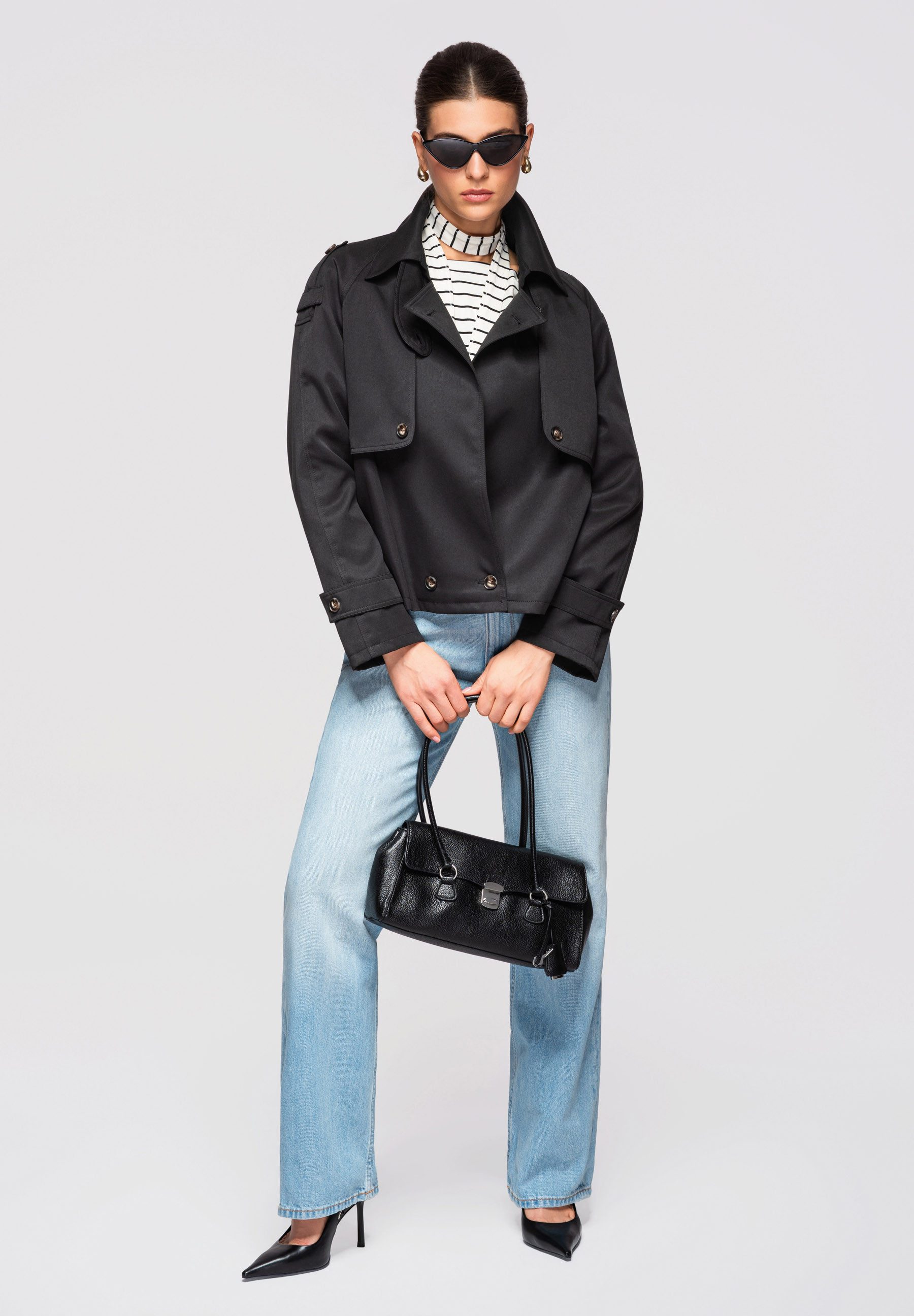 OMBRE Trenchcoat Kurze Damenjacke im modernen Trench-Stil