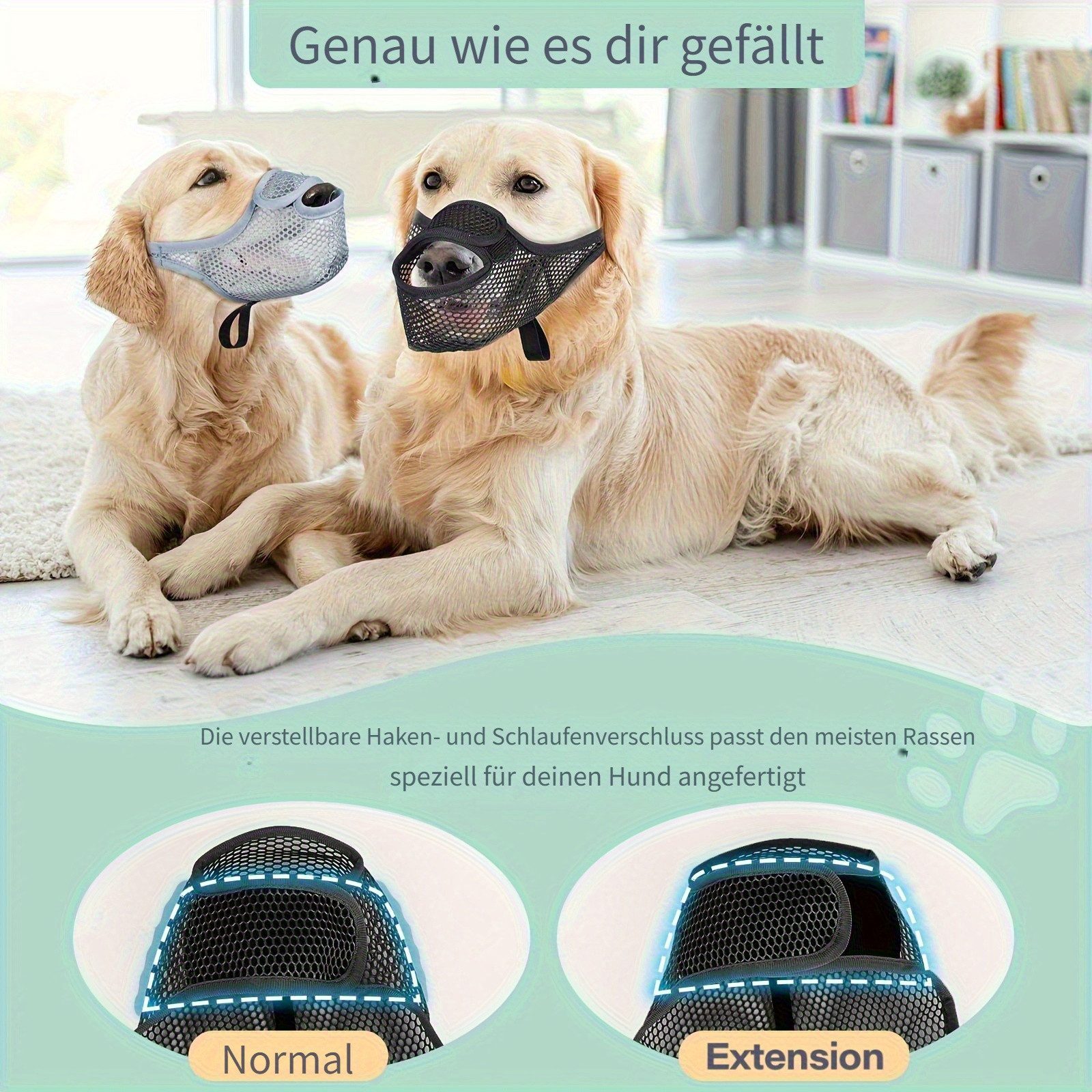 Zaewry Maulkorb Hunde Maulkorb, Nylon-Mesh, Atmungsaktiv und Bequem, Maulkorb für Große Hunde mit Verstellbaren Trägern