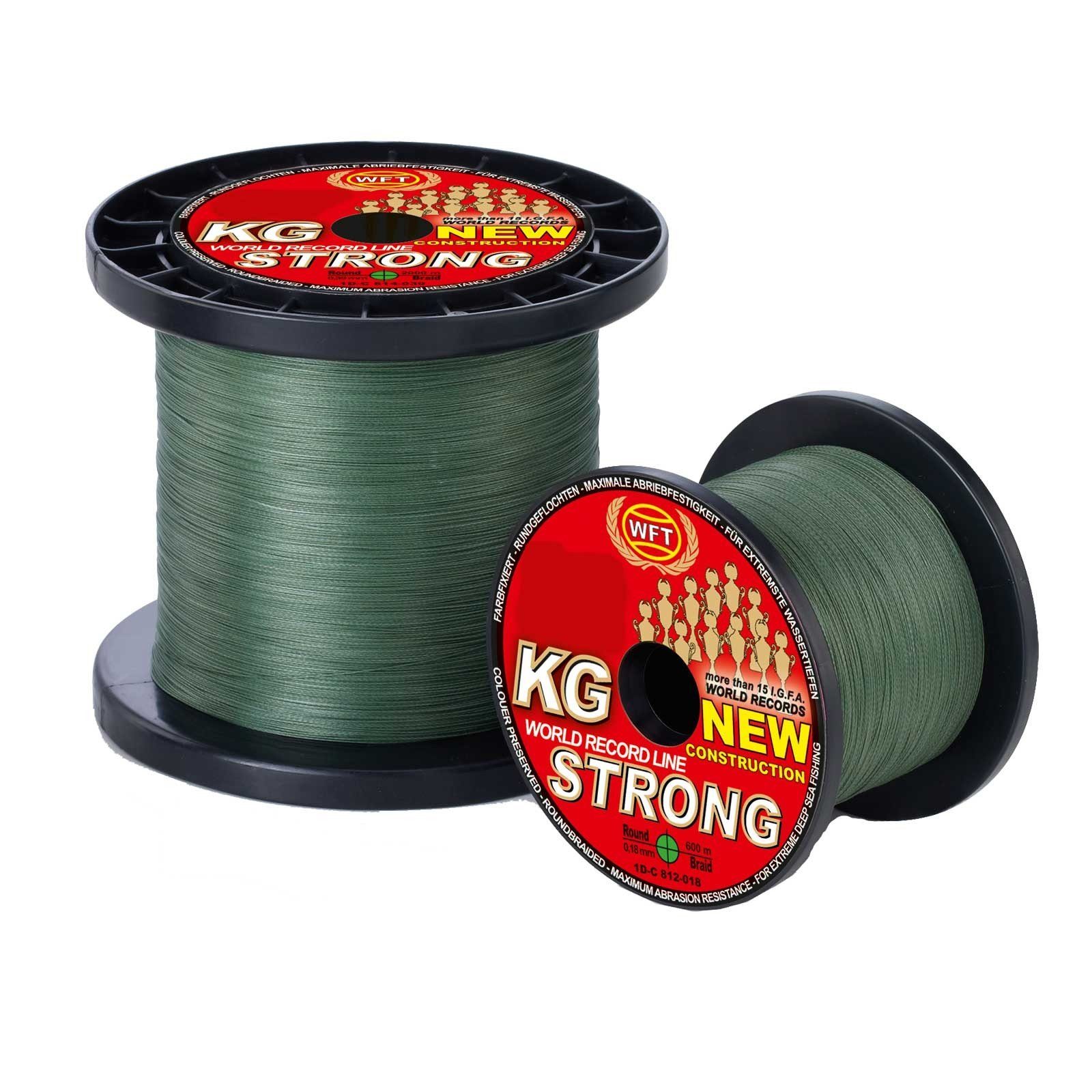 WFT Angelschnur, 480 m Länge, WFT KG Strong Exact 32Kg 0,22 480m Green Geflochtene Angelschnur