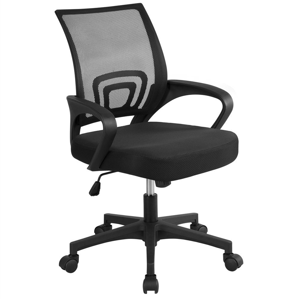 Yaheetech Bürostuhl, ergonomischer Schreibtischstuhl mit Netzrückenlehne Schwarz