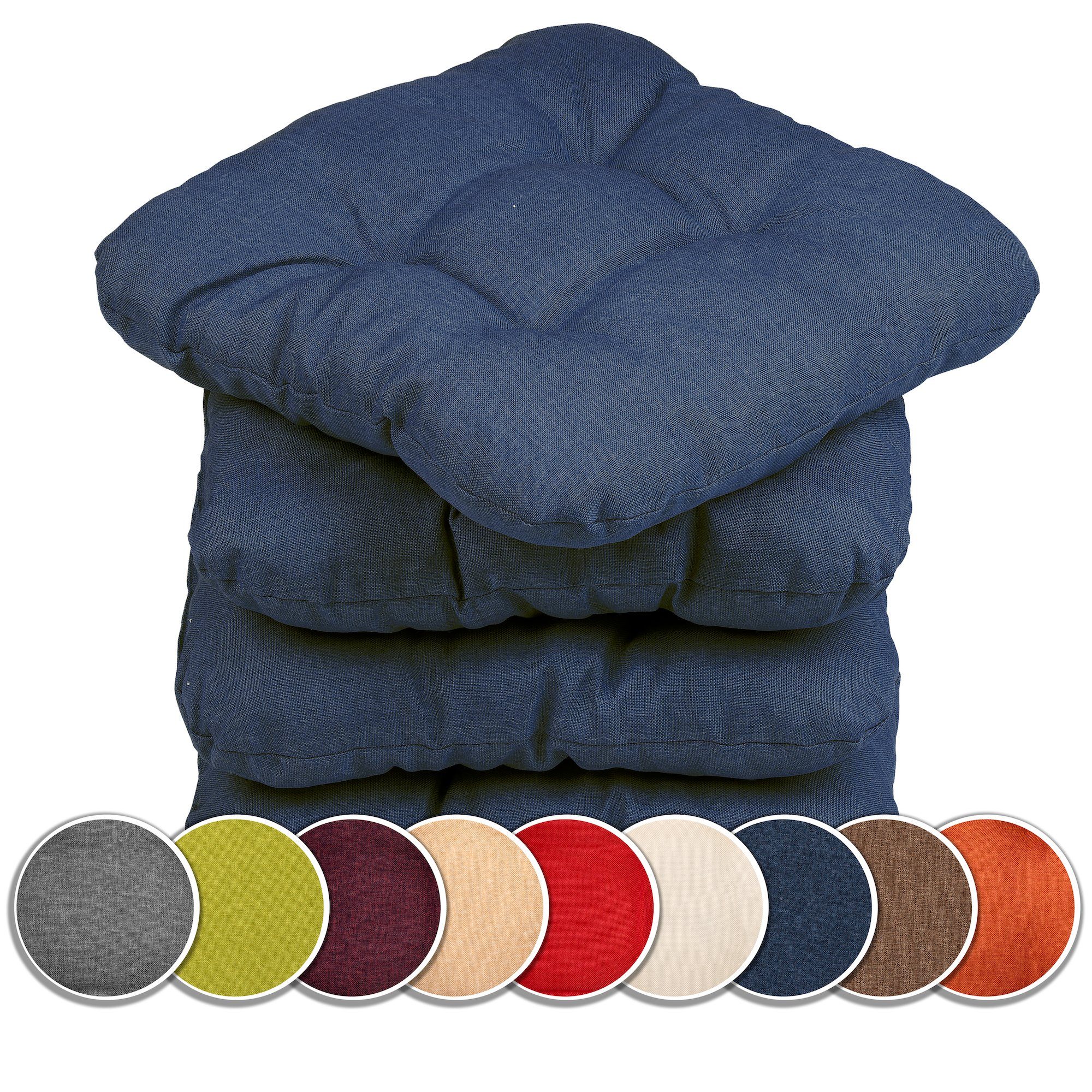 sunnypillow Подушка для стула 4er Set Подушка для стула 45x45 cm Bequeme 8cm, Polsterauflage Auflage für Stühle / Bänke