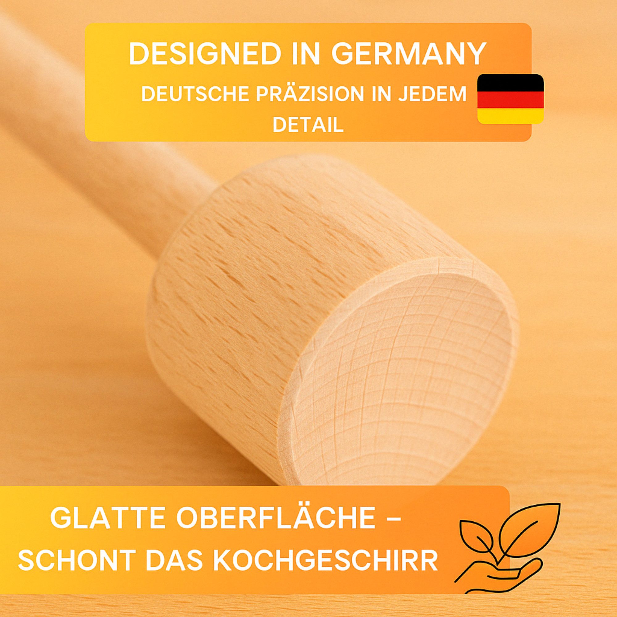 Thiru Kartoffelstampfer - Krautstampfer - Buchenholz - Perfekt für Püree, Buchenholz