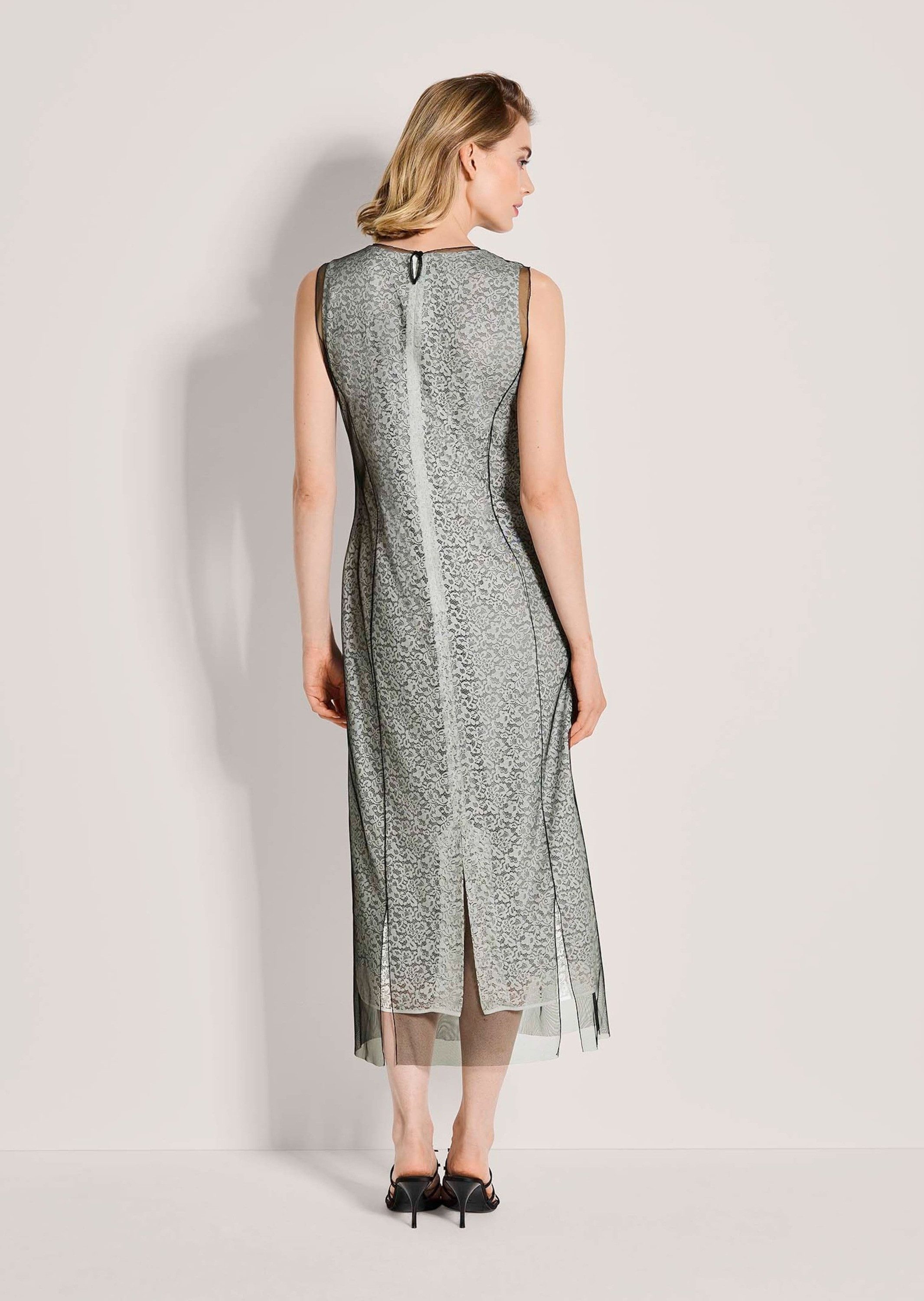 MADELEINE Maxikleid Elegantes Tüllkleid mit Spitzendetails Baumwollkleid mit Rundhals, Knielänge und ohne Arm