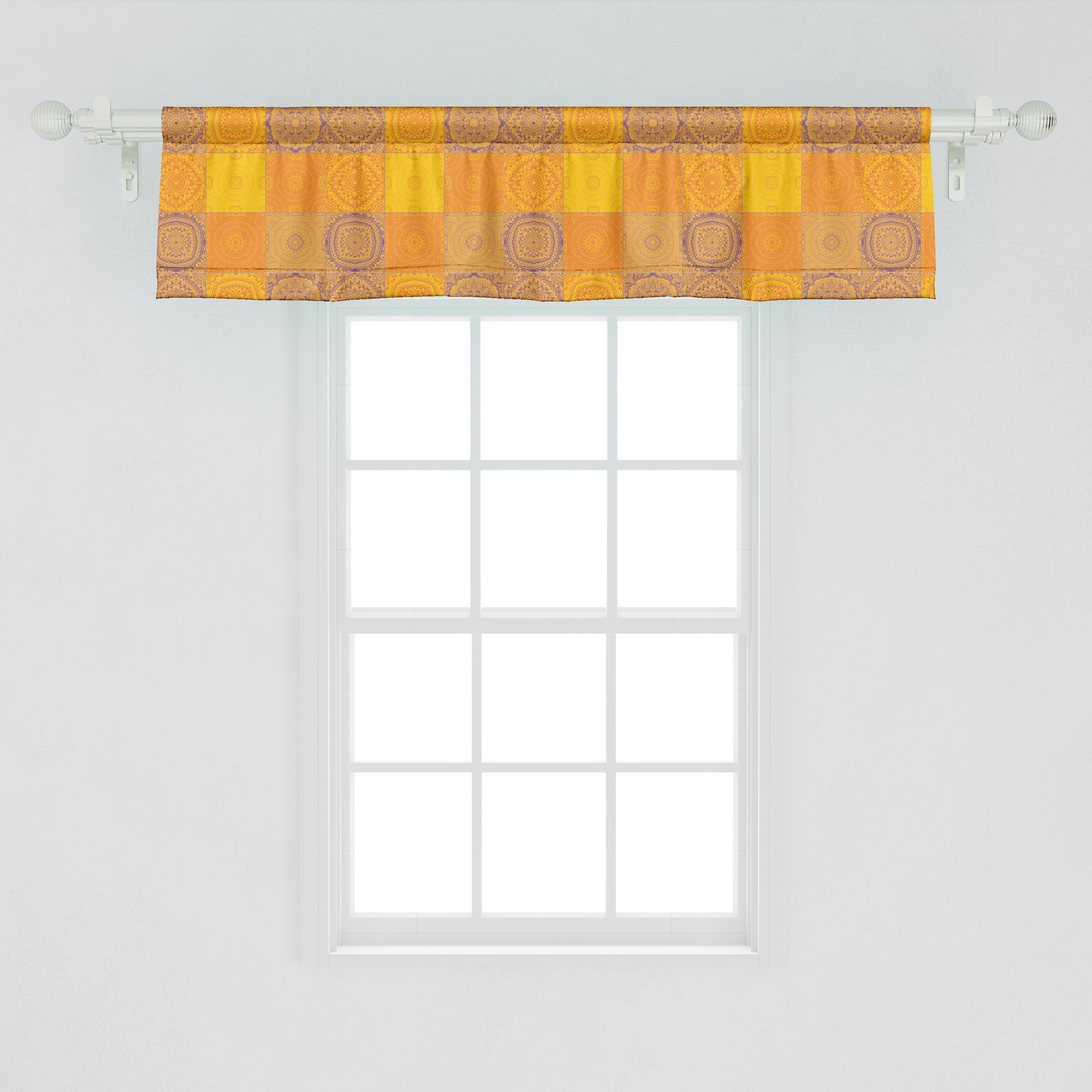 Scheibengardine Fliesen Oriental Vorhang Abakuhaus, Schlafzimmer Microfaser, für Volant Ethnisch Patchwork mit Dekor Stangentasche, Küche