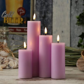 Deluxe Homeart LED-Kerze LED Kerze Mia Echtwachs 3D Flamme flackernd H: 10cm D: 5cm lavendel (1-tlg)