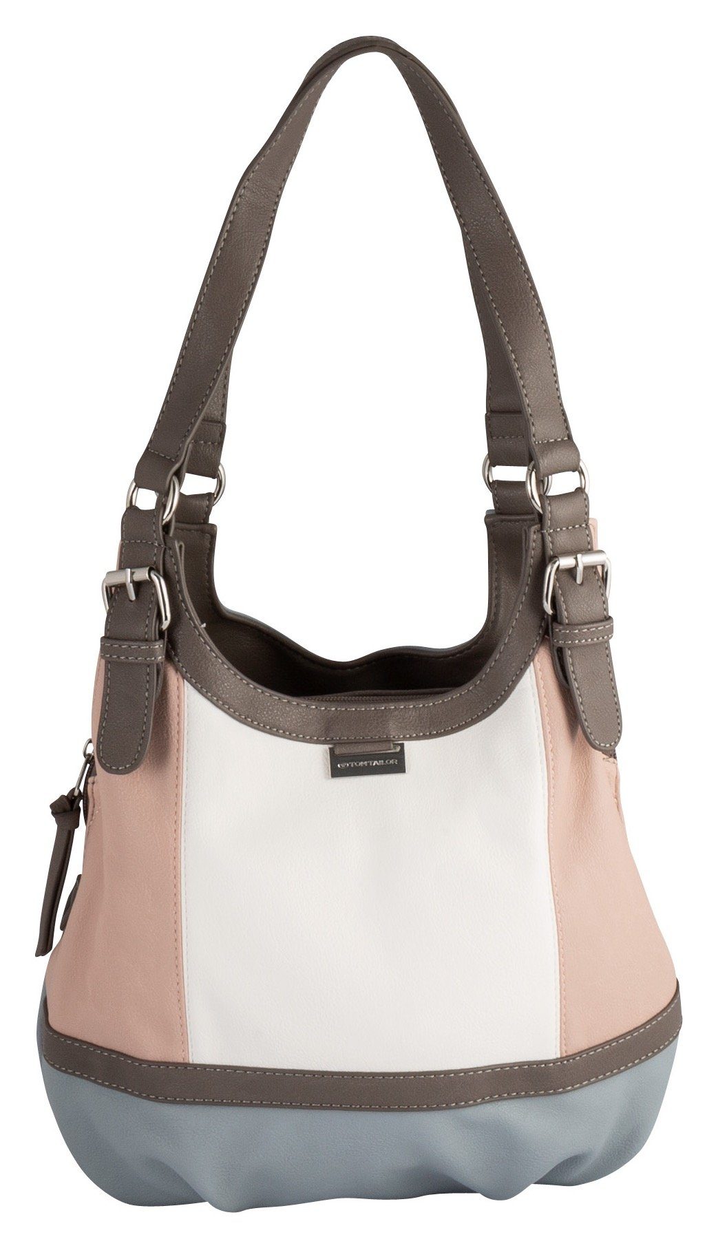 TOM TAILOR Shopper Juna, aus soft genarbtem ledrigen Material mit glänzenden Metall-Accessoires