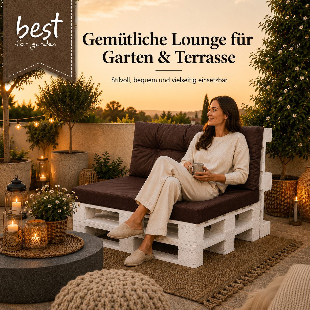 Best for Garden Dekokissen Bequeme Palettenkissen Indoor & Outdoor – Stil & Komfort, Für Innen- & Außenbereich, weich gepolstert