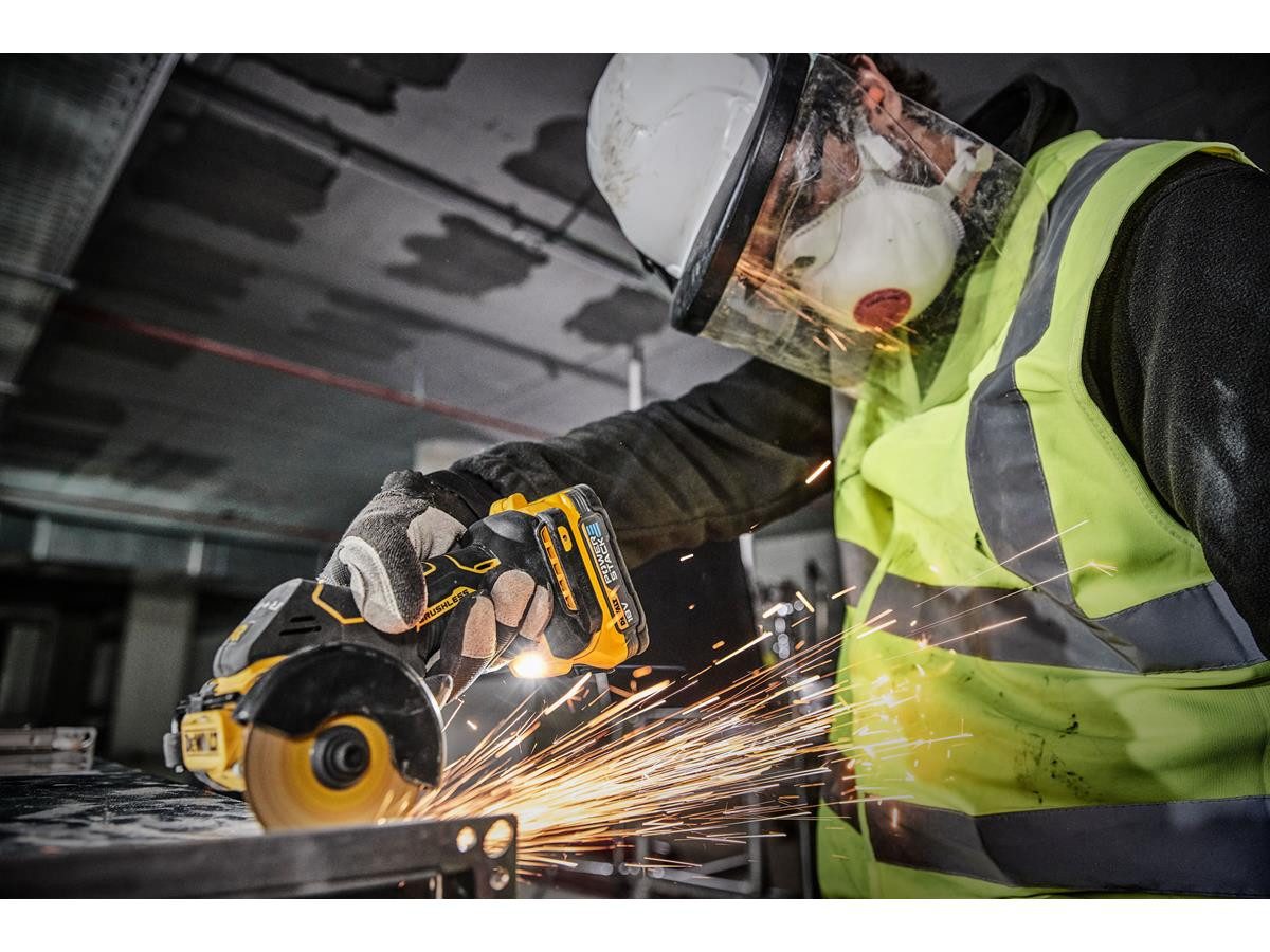 DeWalt Akku-Winkelschleifer 76mm, 18V, ohne Akku und Ladegerät, Spindelarretierung, hellweiße LED-Leuchte