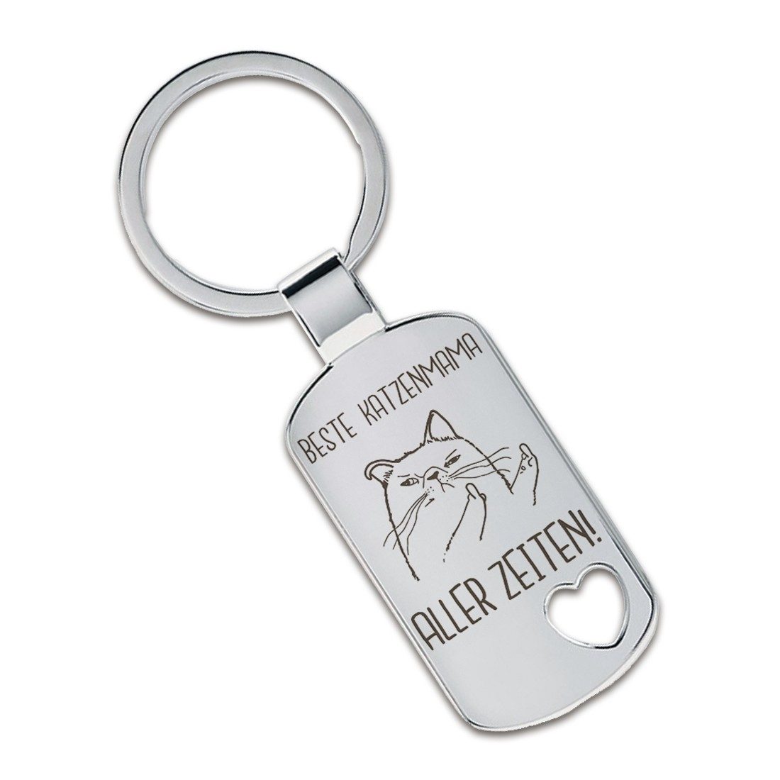 Lieblingsmensch Schlüsselanhänger Beste Katzenmama Aller Zeiten! - ein tolles Geschenk &Glücksbringer (Schlüsselanhänger mit Gravur, inklusive Schlüsselring), Robuste und filigrane Lasergravur