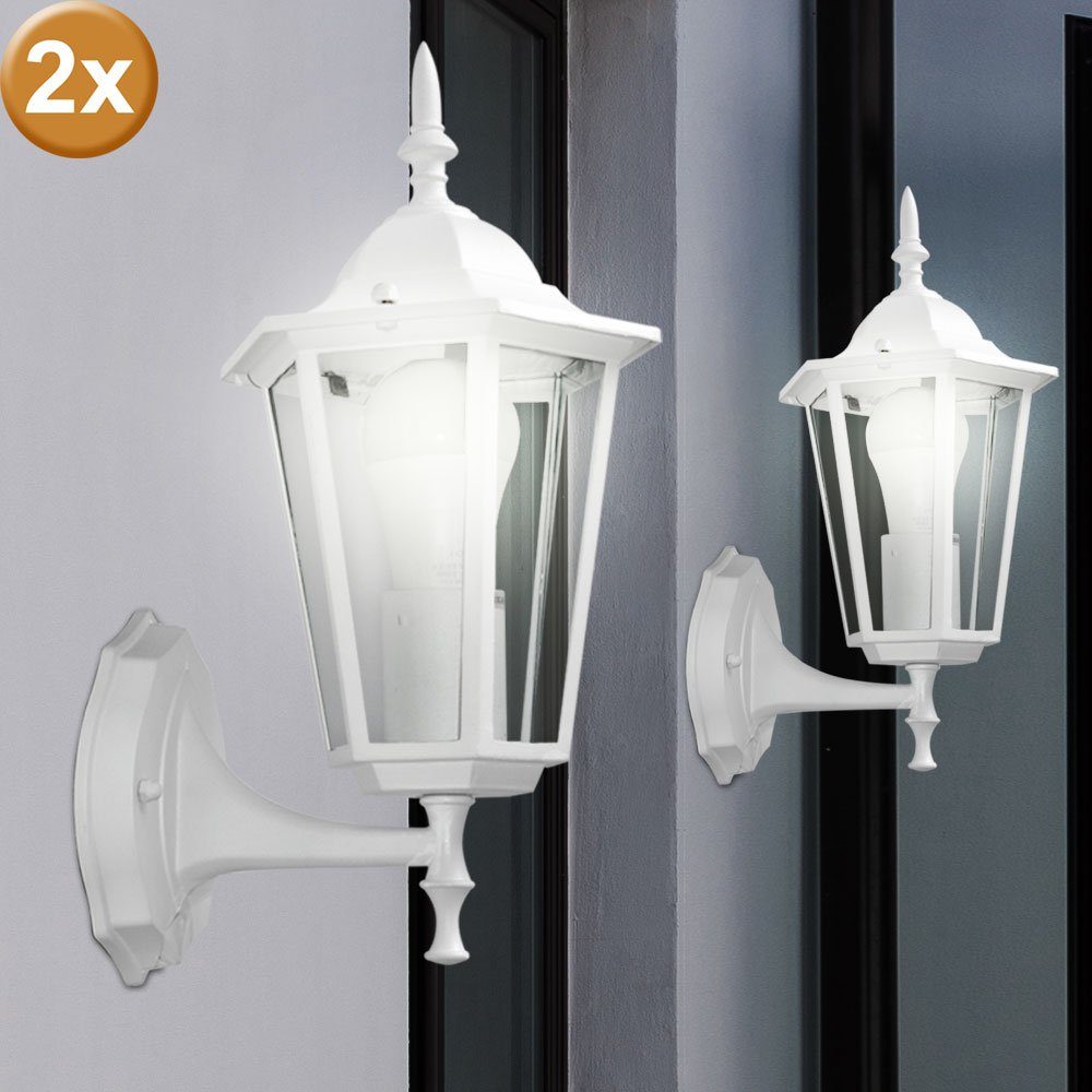 LED Laterne, 2er Set Außen Strahler Garten Lampen IP44 ALU