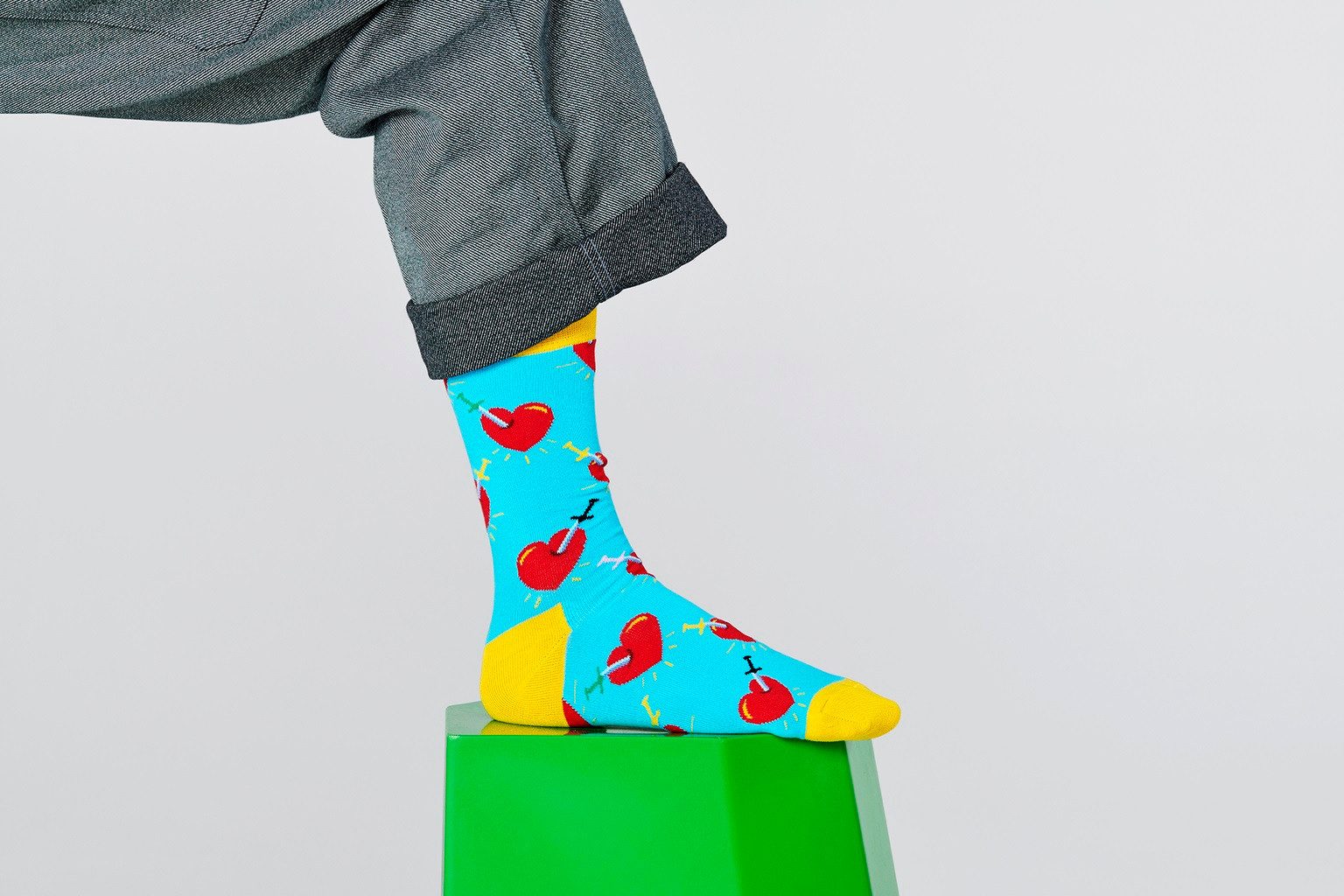 Happy Socks Socken Tagessocke Crew Broken Heart hellblau - 1 Paar günstig online kaufen