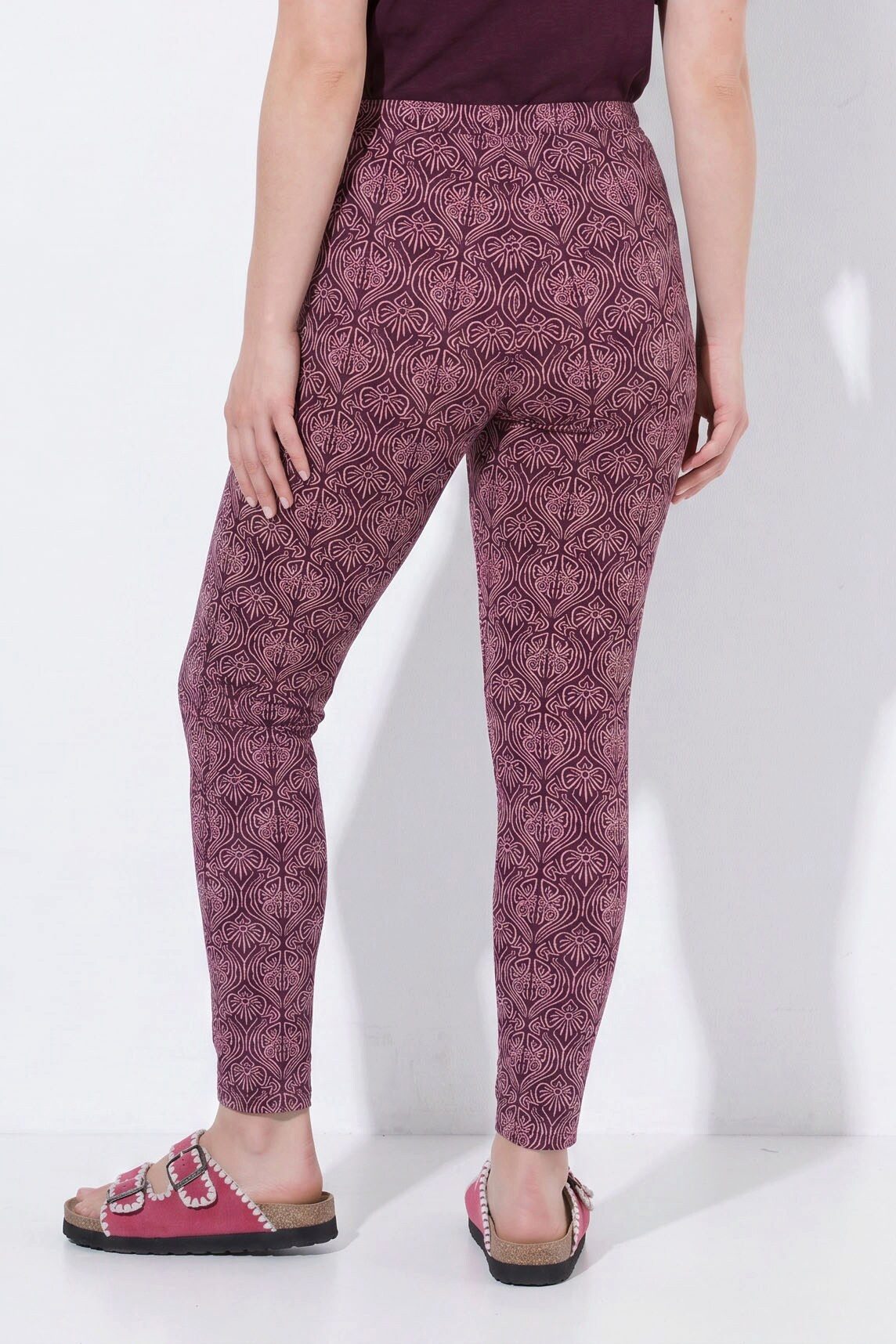 Ulla Popken Leggings Leggings Blüten Elastikbund Stretch Biobaumwolle