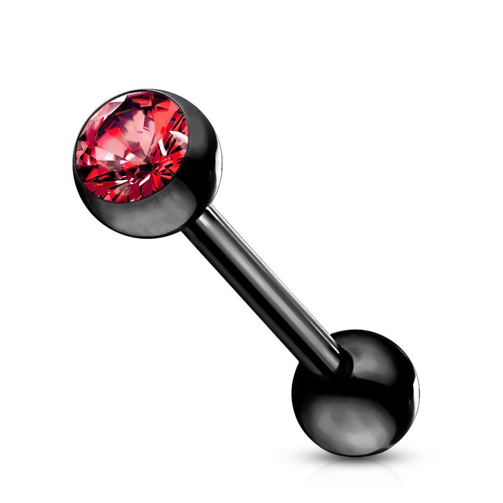 viva-adorno Piercing-Set Zungenpiercing Barbell Piercing Stab mit Kristall Kugel, Ohrpiercing Stecker Hantel Chirurgenstahl 316L beschichtet