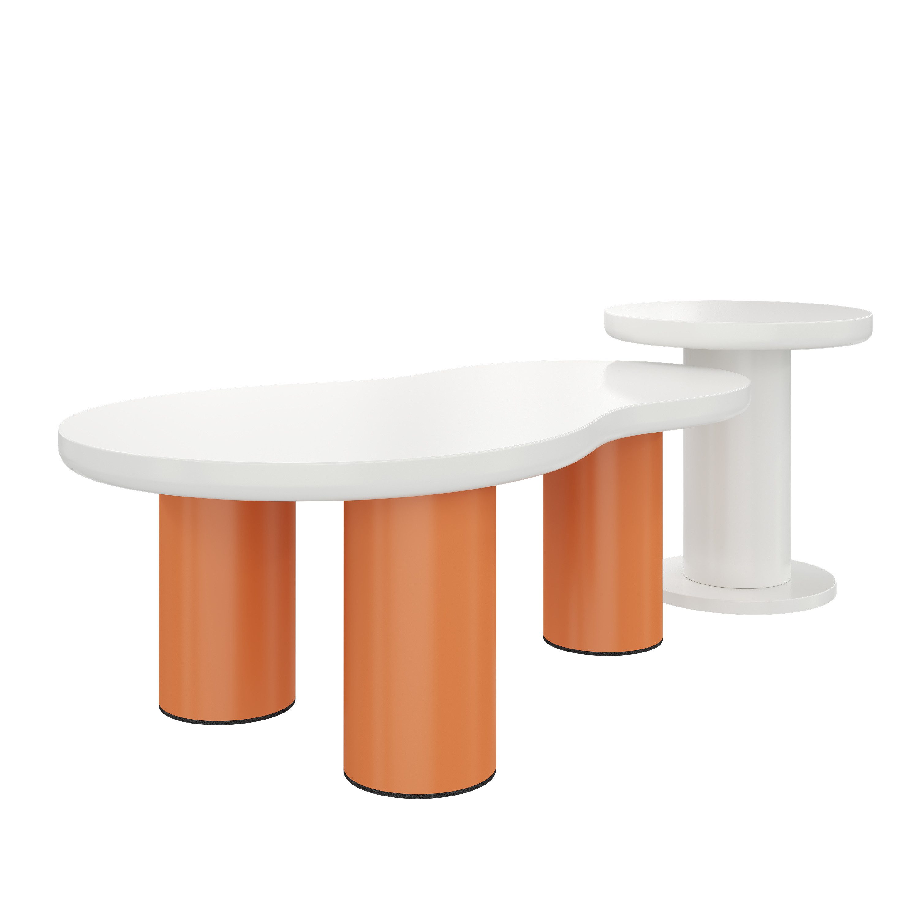 Couchtisch Couchtisch Weiß Set - Kaffeetisch für Wohnzimmer - Rund Beistelltisch