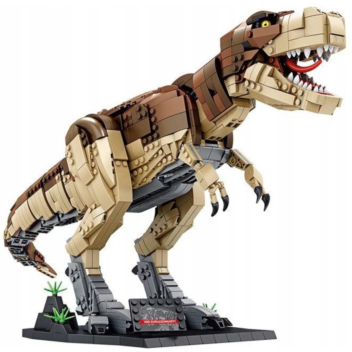 Woma WC0452 Spielbausteine, (Dinosauriermodell, 1606 St., T-Rex aus 1606 Teilen mit beweglichen Elementen und Grundplatte), T-Rex mit beweglicher Schnauze, Beinen und Schwanz