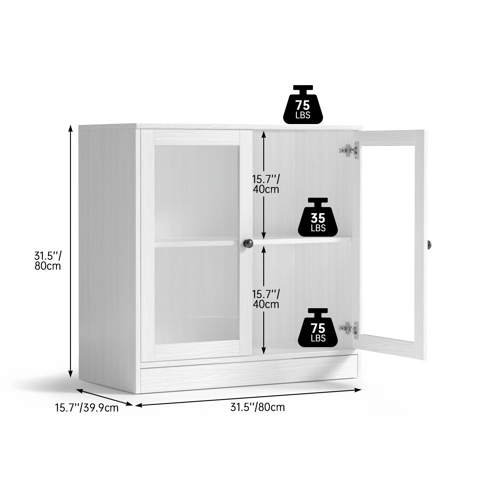 VOWNER Sideboard mit 2 Glastüren – Buffetschrank, Küchenschrank mit Arbeits günstig online kaufen