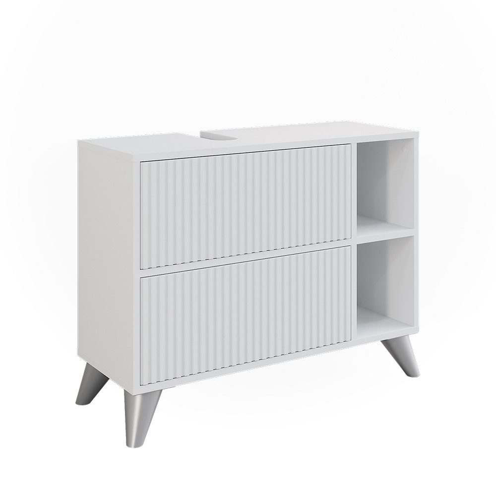 Vicco Waschbeckenunterschrank Leano Weiß 80 x 62 cm mit 2 Schubladen günstig online kaufen