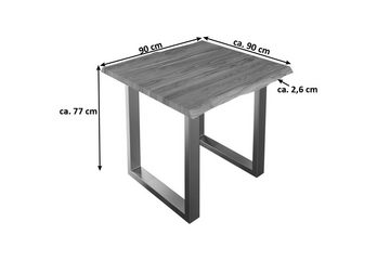 Junado® Esstisch Lauren, Tisch Baumkante 90 x 90 cm beige silber