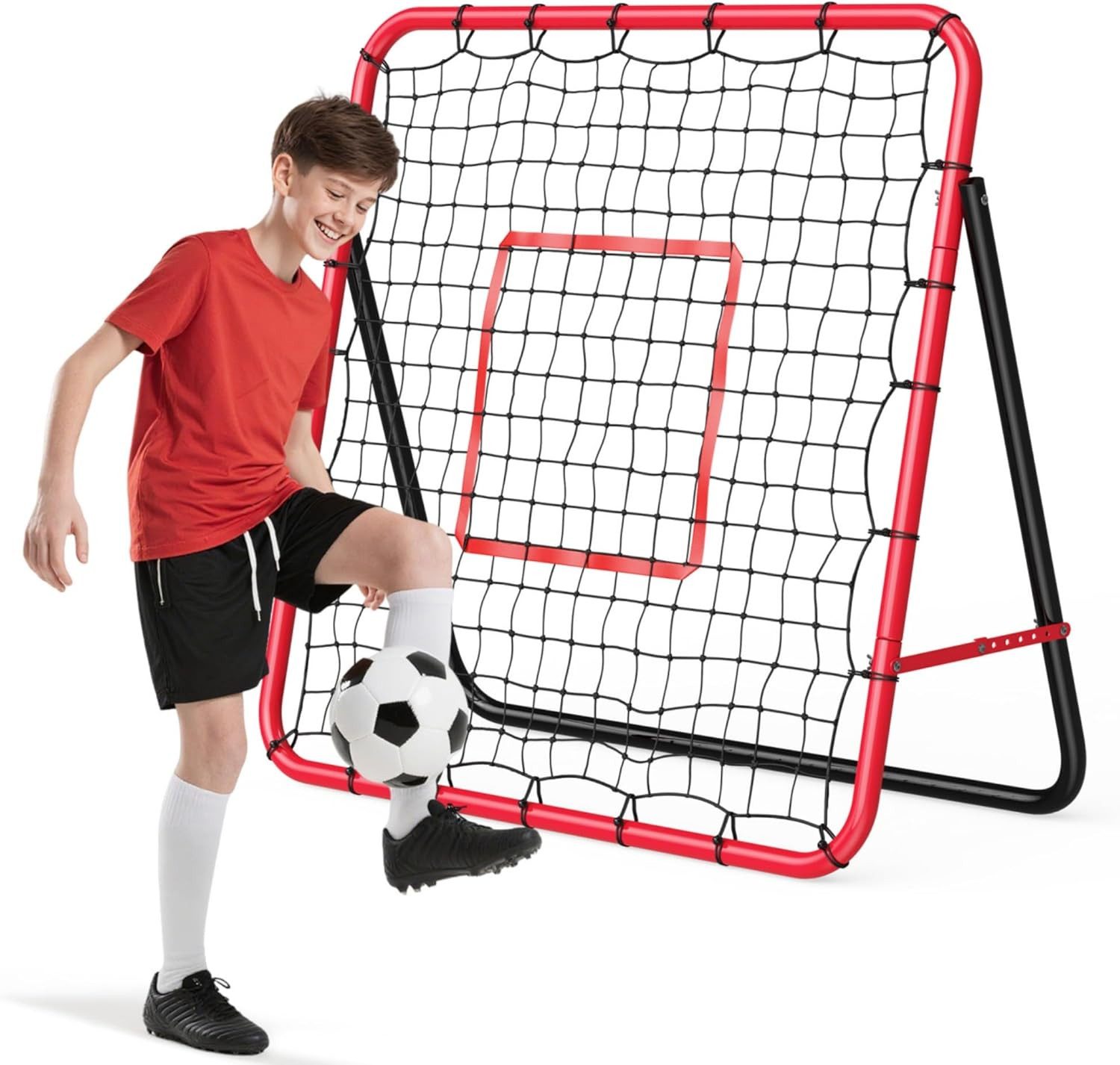 GarveeMore Rebounder 184 x 123cm / 100 x 100cm, Fußball-Rebound-Netz, Verstellbar