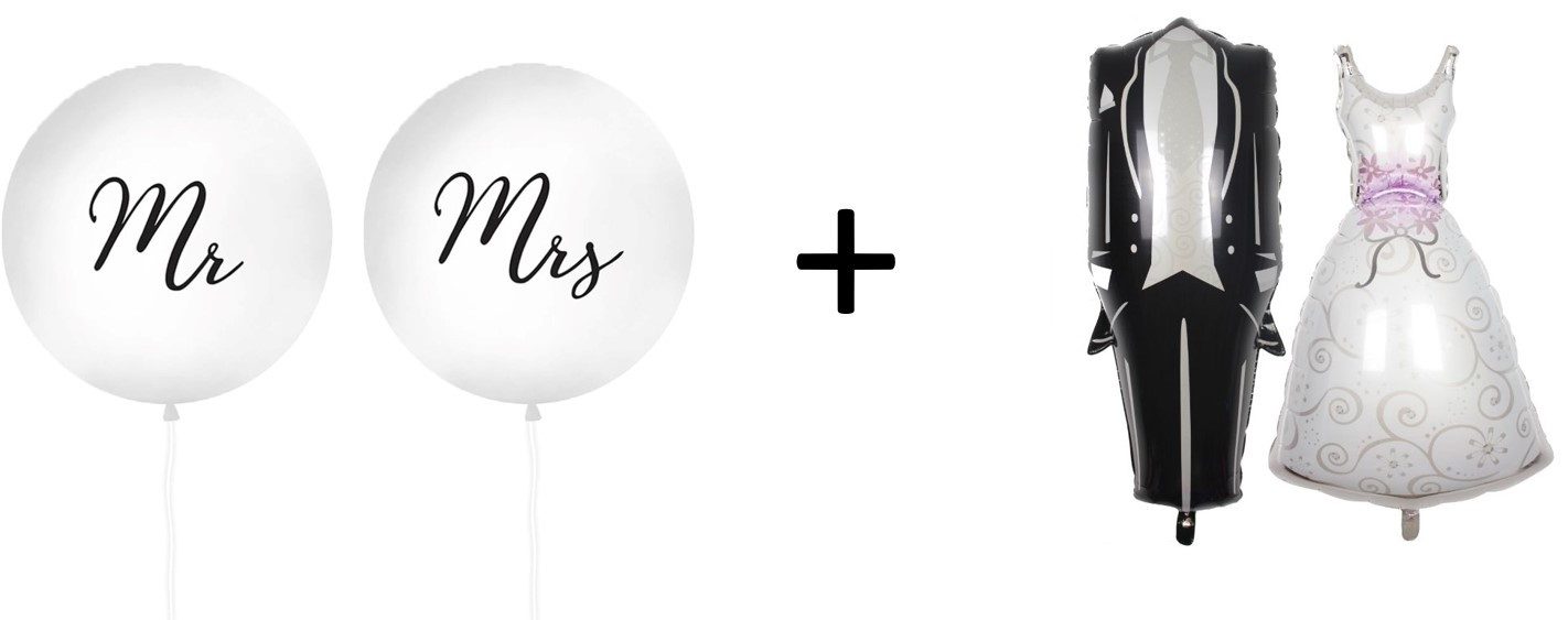 Party Flamingo Aufblasbares Partyzubehör Bundle MR & MRS XXL B a l l o n s + Braut & Bräutigam Hochzeit Heirat