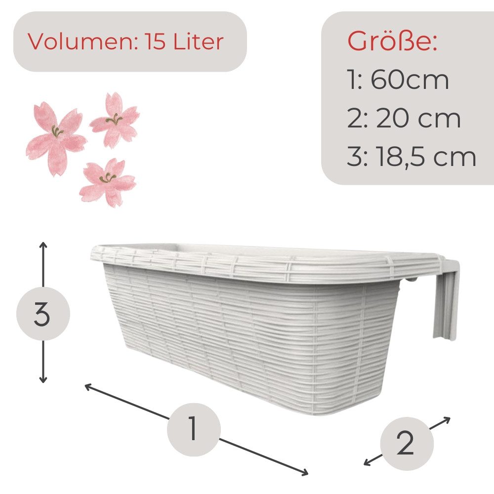 GarPet Balkonkasten Blumenkasten Balkon Balkonkasten mit Halterung Geländer günstig online kaufen