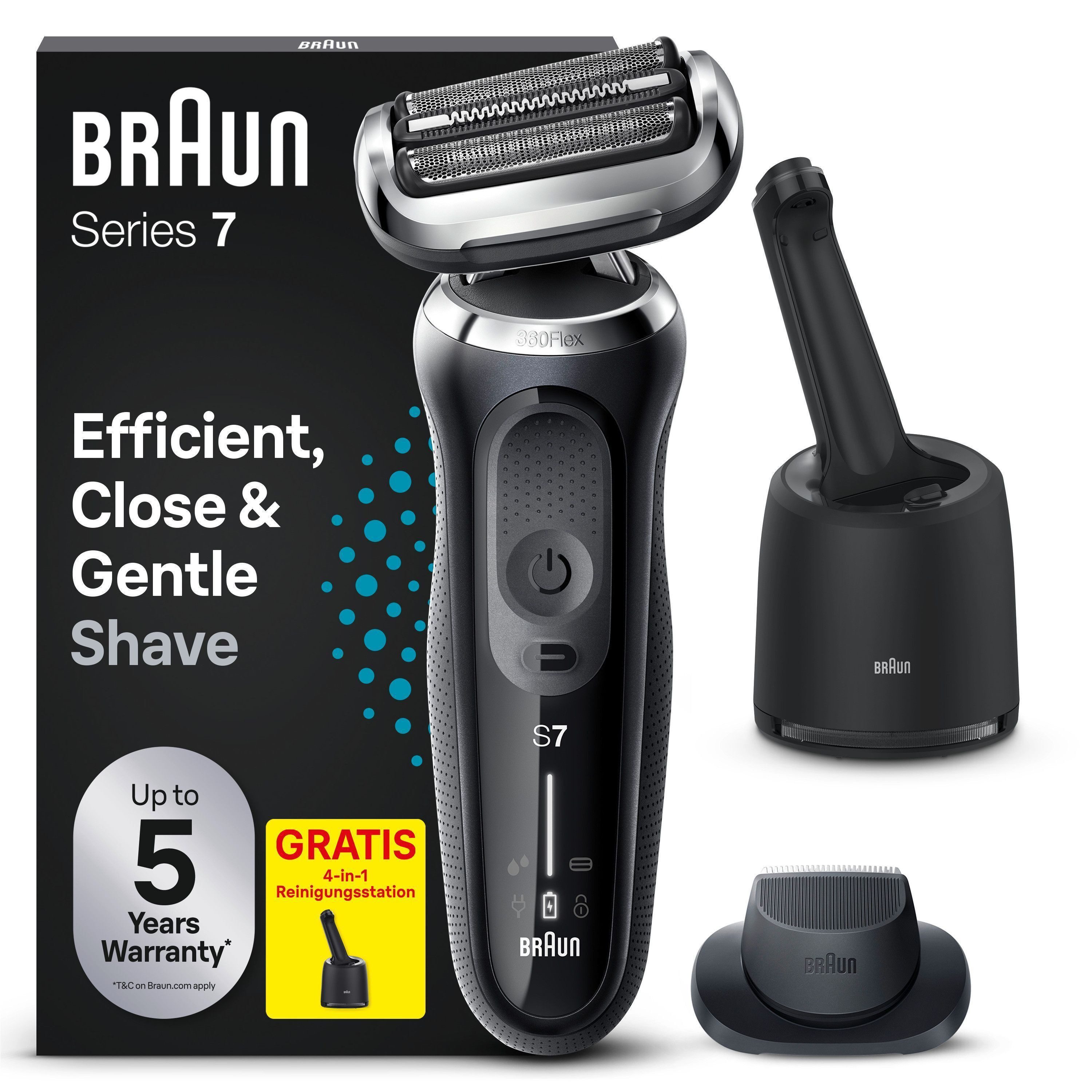 Braun Электробритва Series 7 71-N7200cc, Smart Care Center, Präzisionstrimmer-Aufsatz, Reinigungsstation, 360° Flex, Wet&Dry