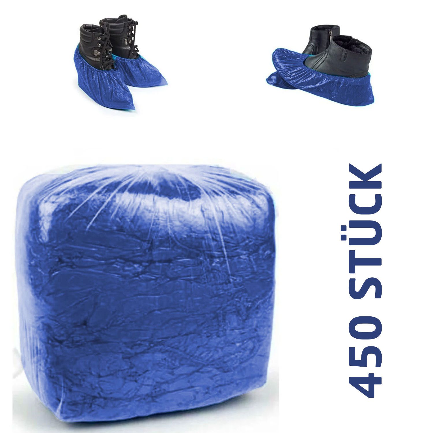 Jungengel Schuhüberzieher Einweg 450x Stück Überschuhe in Blau PP Überzieher Schuhschutz (450-St)