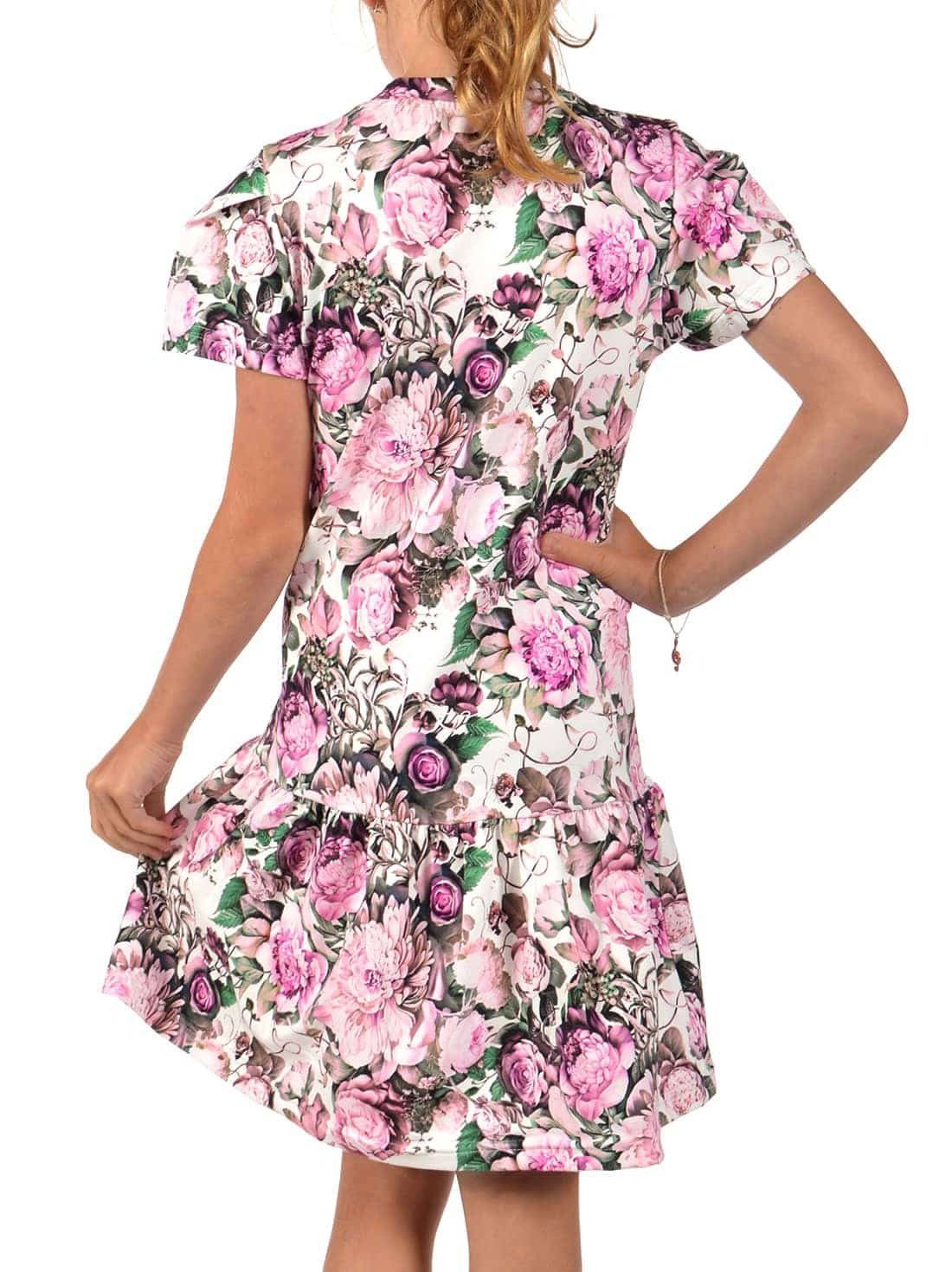mit 30367 tragen Sommerkleid Rosa Mädchen (1-tlg) Kräuselfaltenrock zu bequem KMISSO Kleid