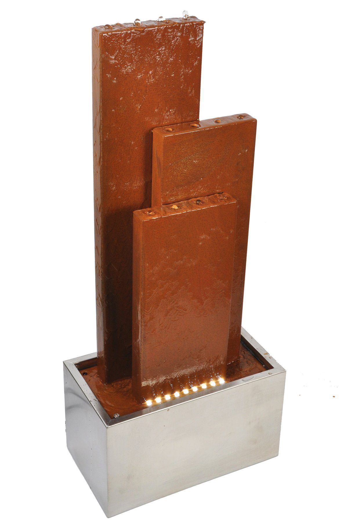 Köhko Gartenbrunnen Chile 104 cm mit LED, Wand aus Cortenstahl u. Edelstahl Gartenbrunnen