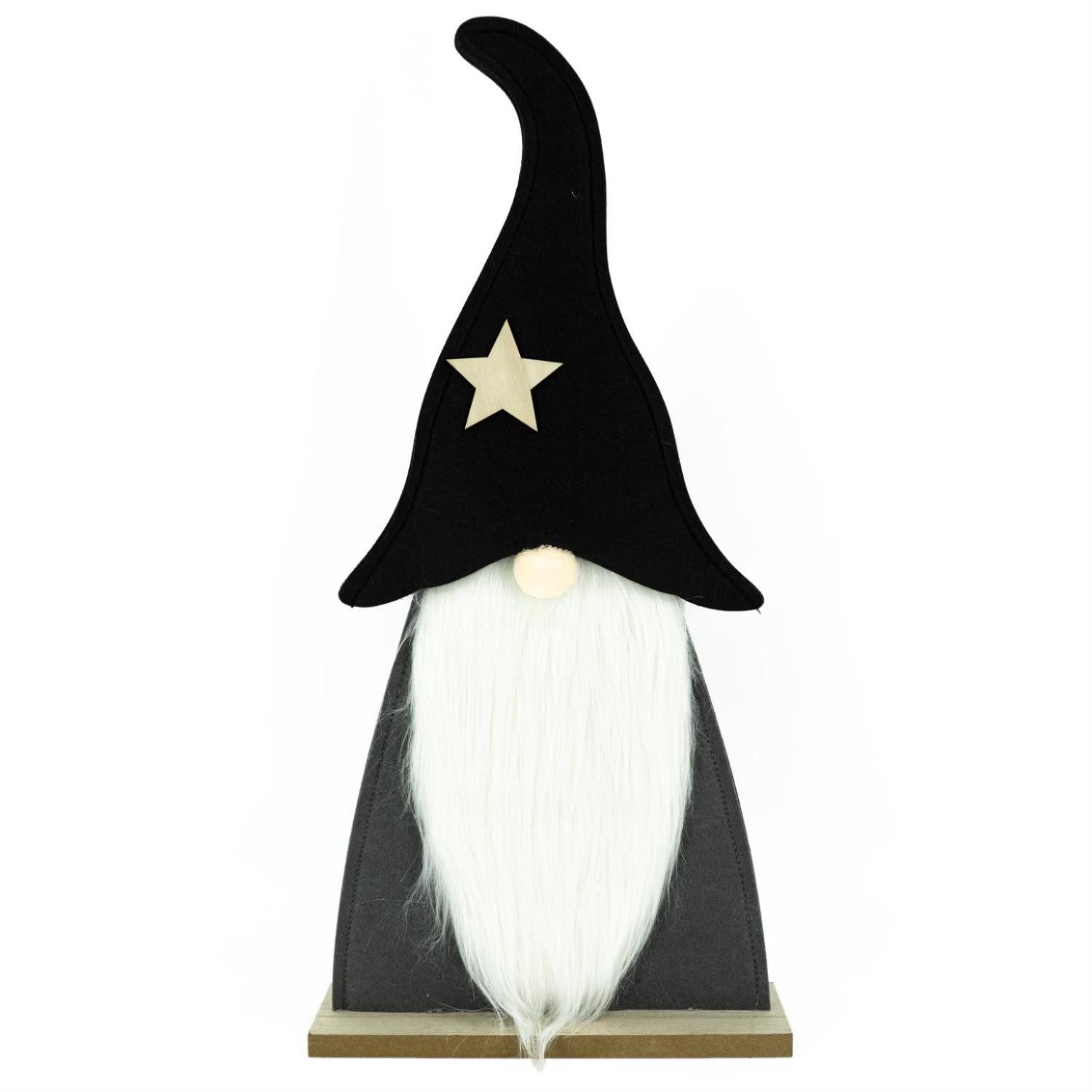 MARELIDA Weihnachtsfigur Wichtel Dekofigur stehend Holz Filz Weihnachtswichtel mit Bart H:48cm (1 St)