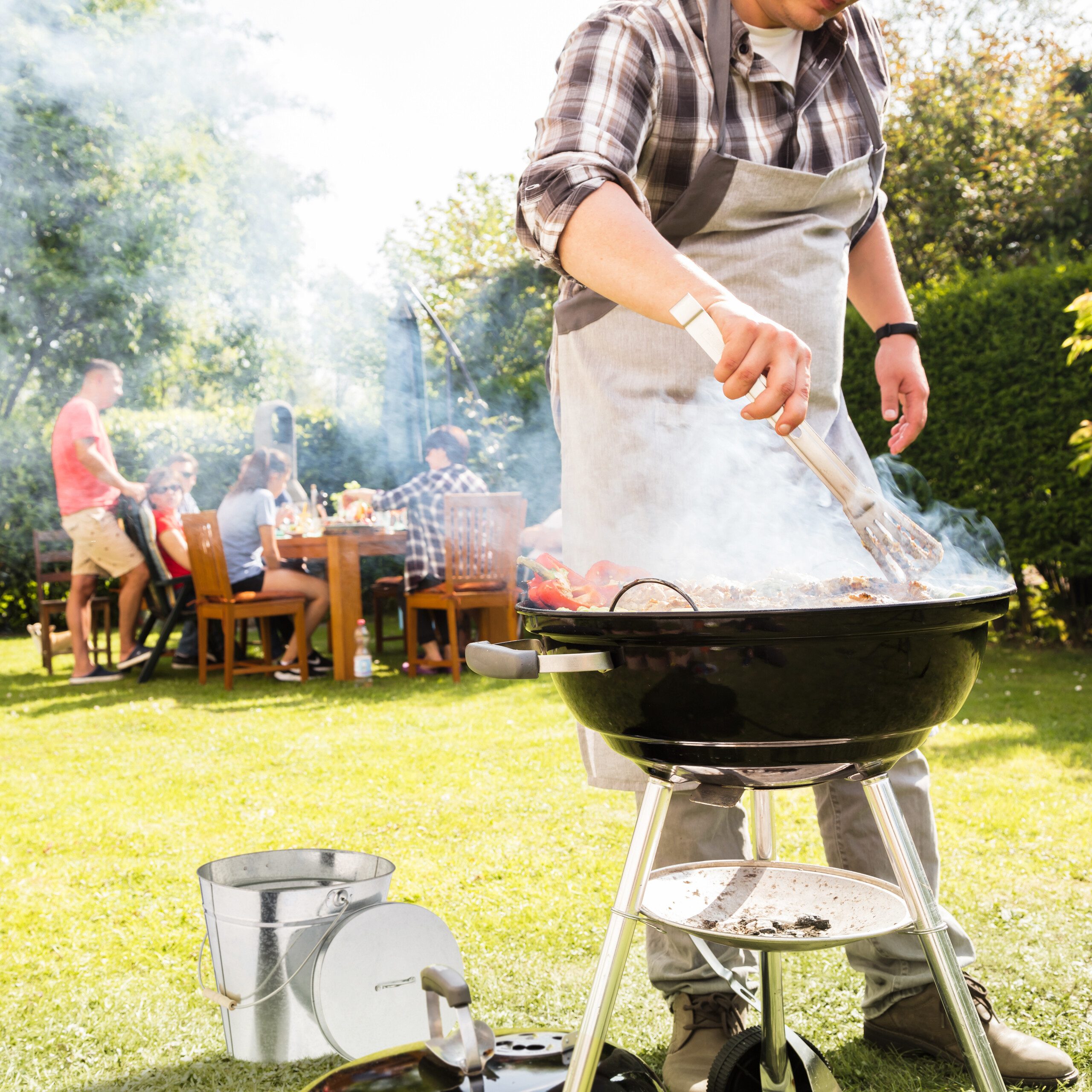 relaxdays Mülleimer Verzinkter Ascheeimer mit Deckel, M