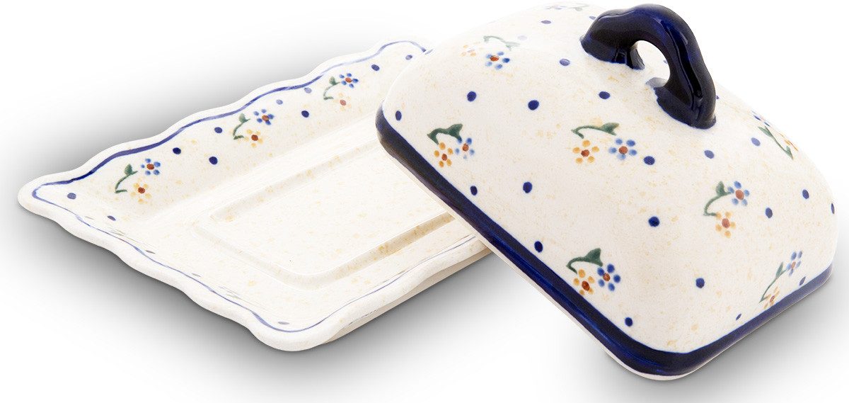 Bunzlauer Keramik Butterdose Bunzlauer Keramik Butterdose für 1/2 Stück Butter Wellenform Dekor 111, Keramik