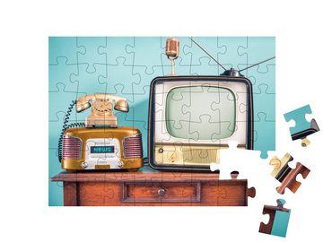 puzzleYOU Puzzle Retro TV-Gerät und Radio aus den 60er Jahren, 48 Puzzleteile, puzzleYOU-Kollektionen Nostalgie