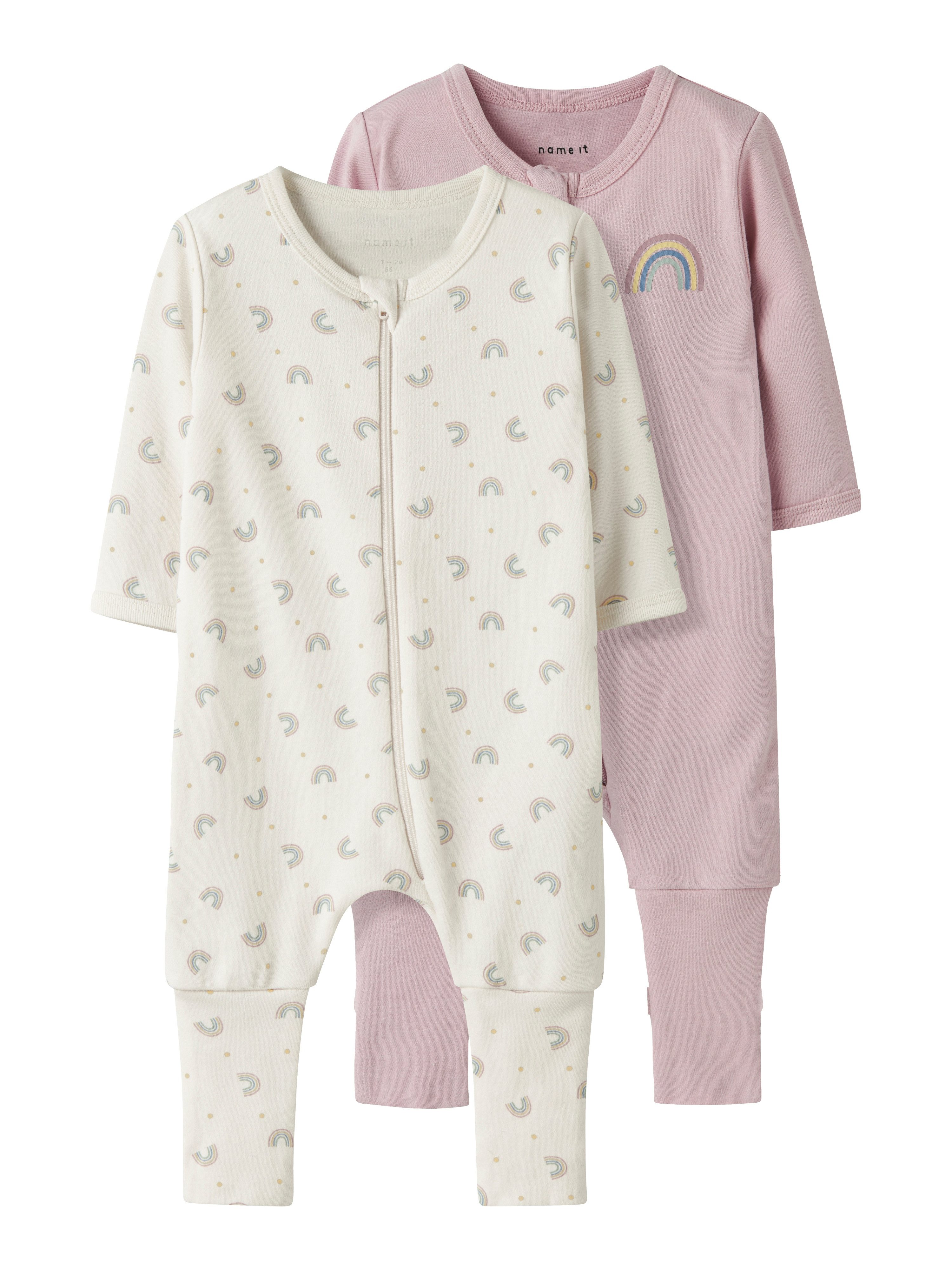 Name It Schlafanzug NBFNIGHTSUIT 2P ZIP FF JET RAINBOW NOOS (Packung, 2 tlg)