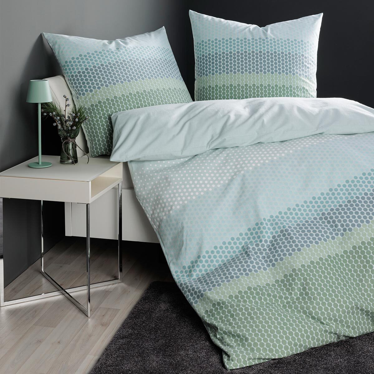 Janine Bettwäsche Davos 65171 grün, Biber, 2 teilig günstig online kaufen