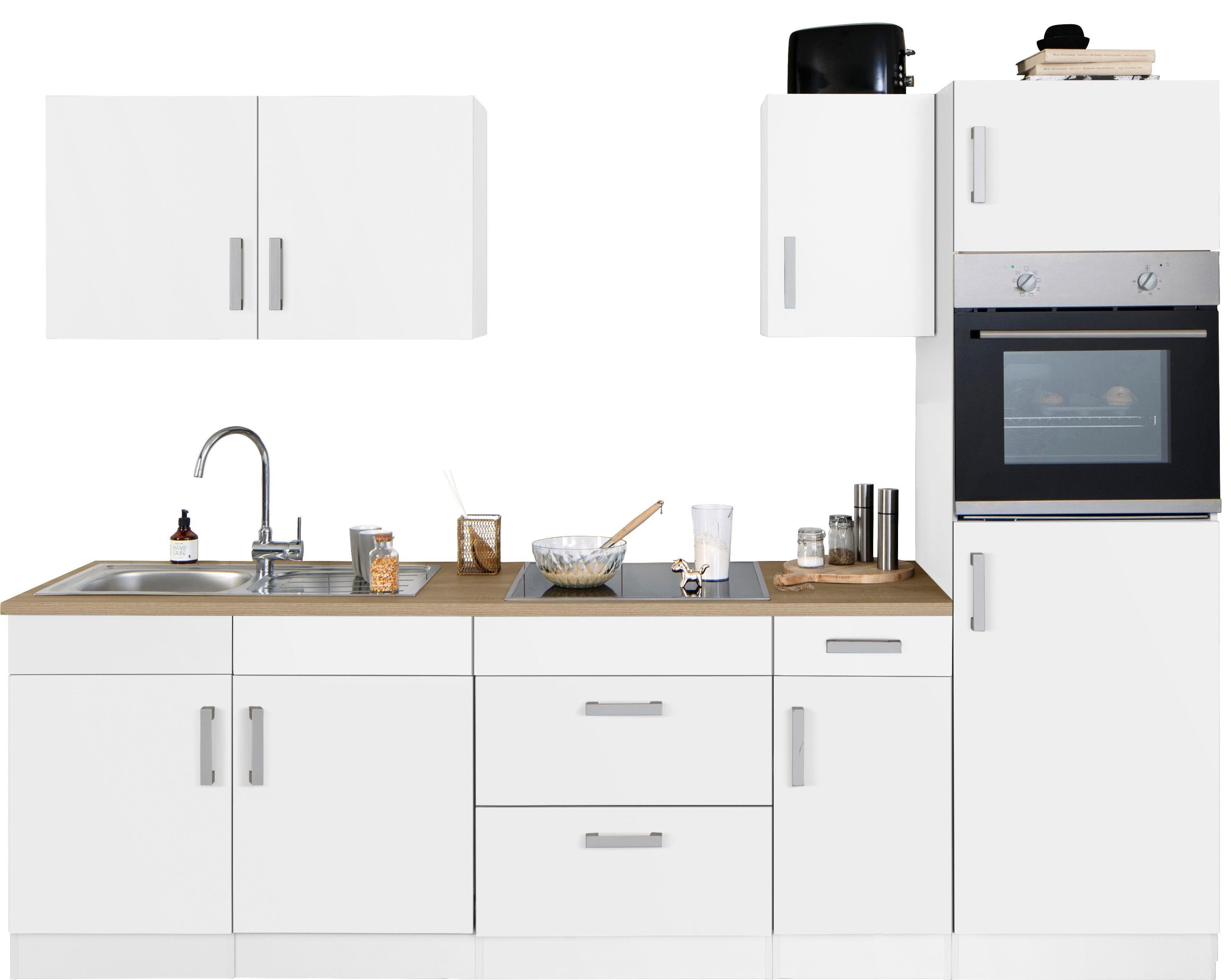 KOCHSTATION Küchenzeile KS-Gera, Breite 270 cm, wahlweise mit E-Geräten, mit Arbeitsplatte