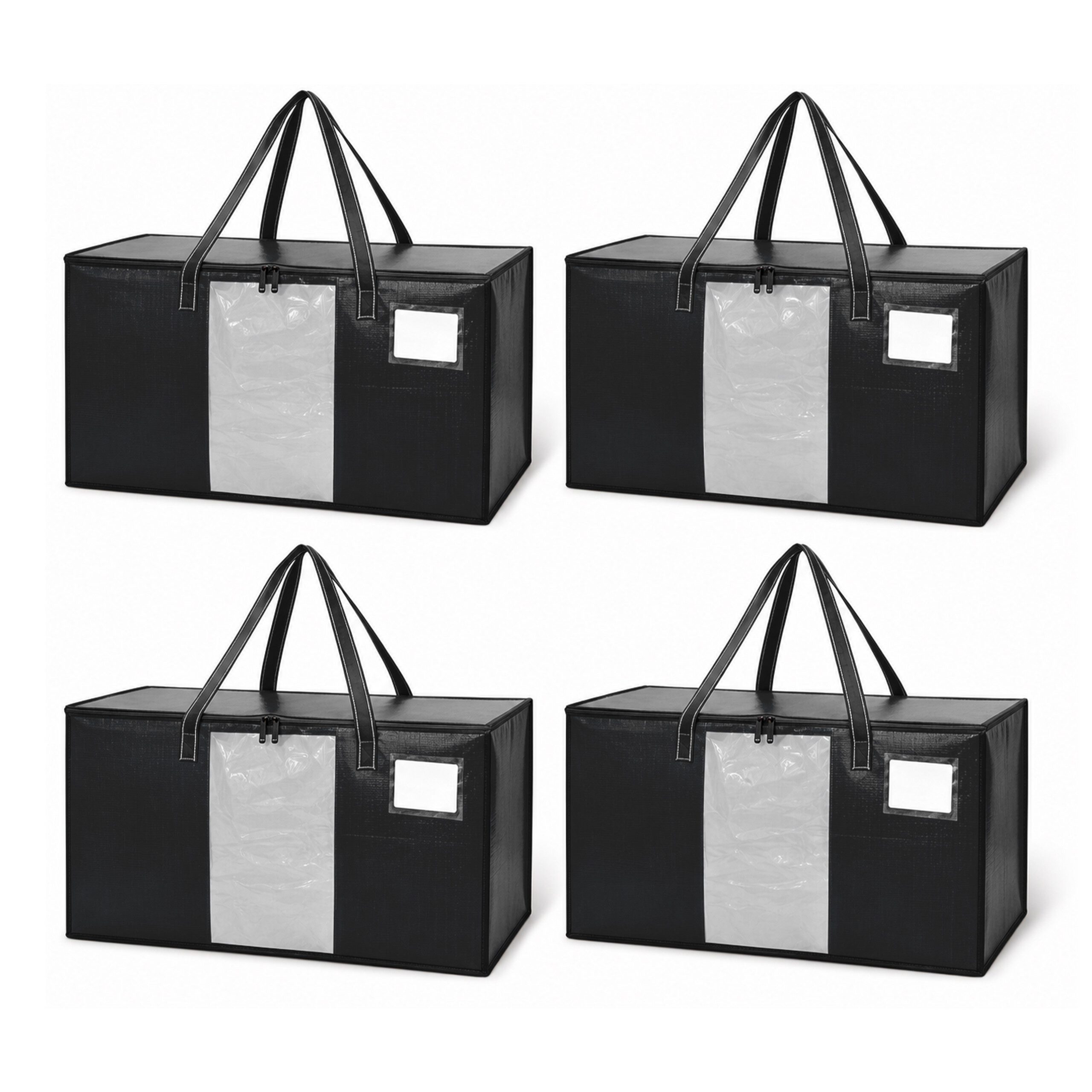 relaxdays Aufbewahrungstasche Umzugstasche 100 Liter, schwarz, 4er Pack