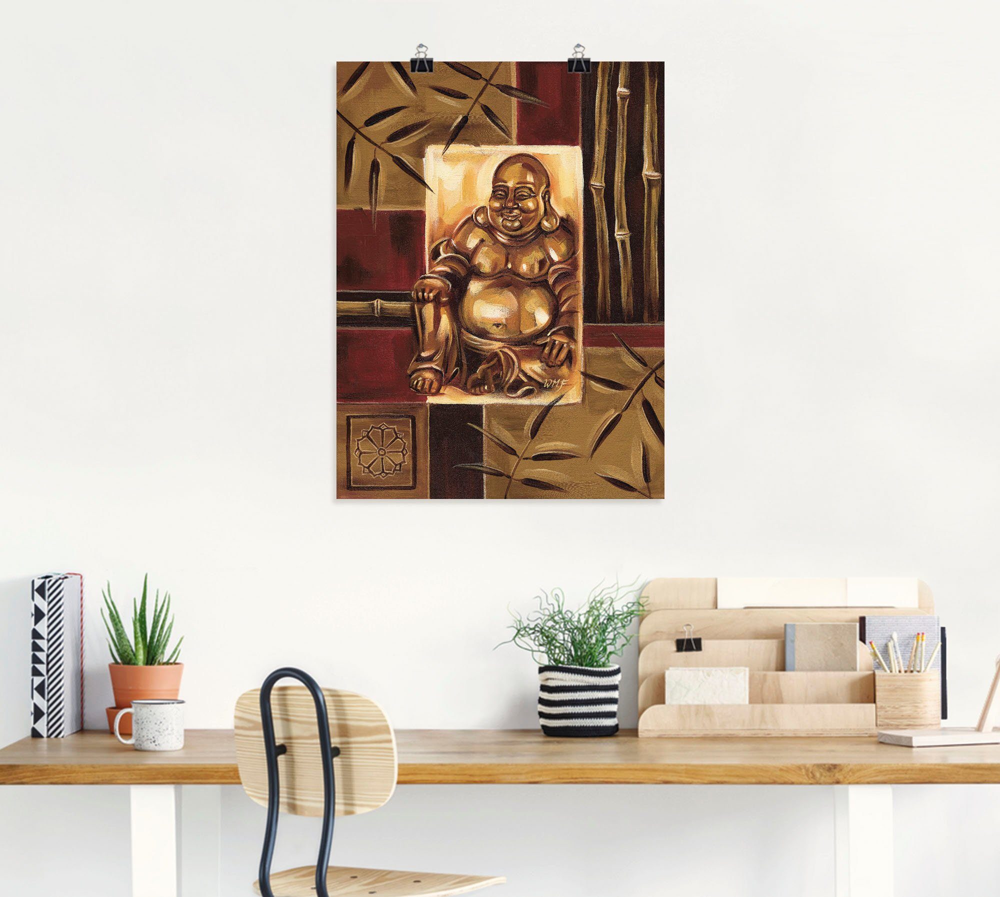 versch. Lachender oder Leinwandbild, Poster Wandbild als Religion Größen Wandaufkleber St), Artland Buddha, in (1