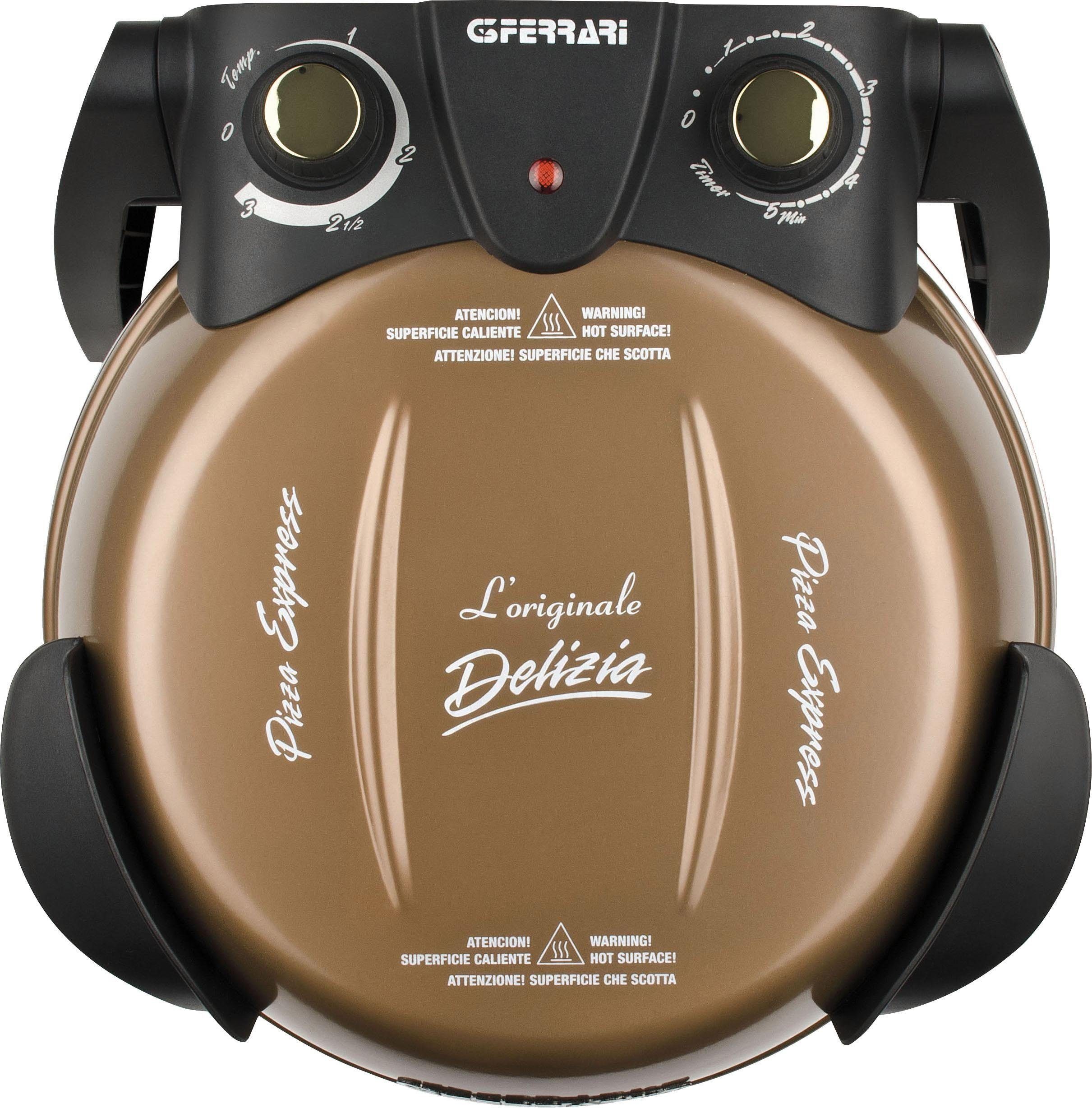 G3 Ferrari Pizzaofen Delizia G1000608 kupfer inkl. Pizzaschaufel + Rezeptheft, bis 400 °C mit Pizzastein – die Ikone unter den Pizzaöfen