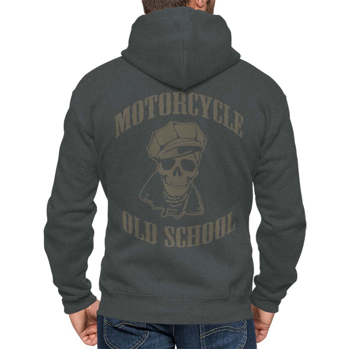 Rebel On Wheels Kapuzensweatjacke Kapuzenjacke, Zip Hoodie Rebel Motorcycles mit Motorrad / Biker Motiv Anthra Melange